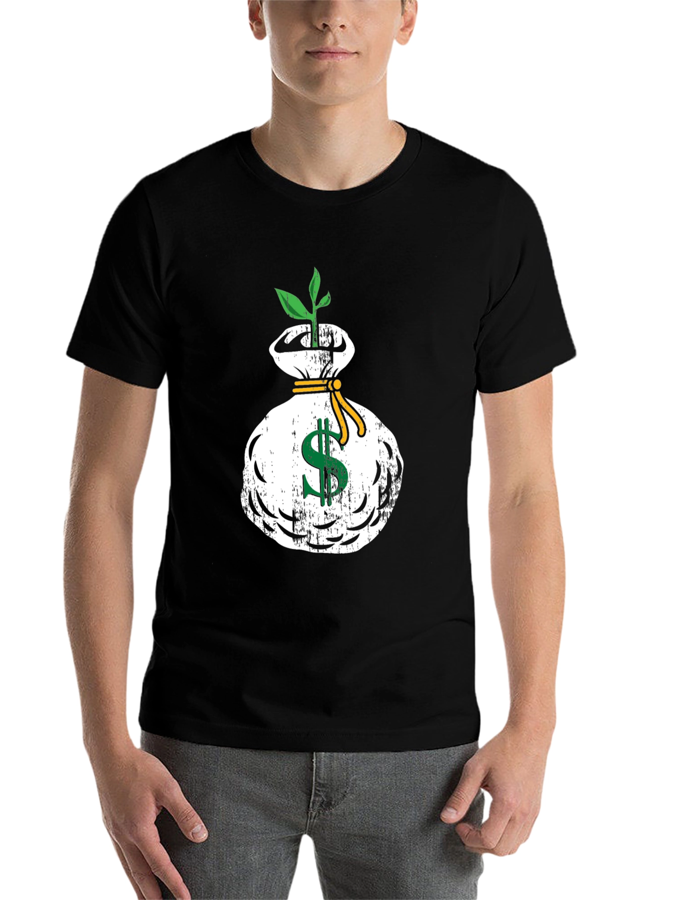 Black Money Tree Graphic T-Shirt - Black Casual Tee view 7