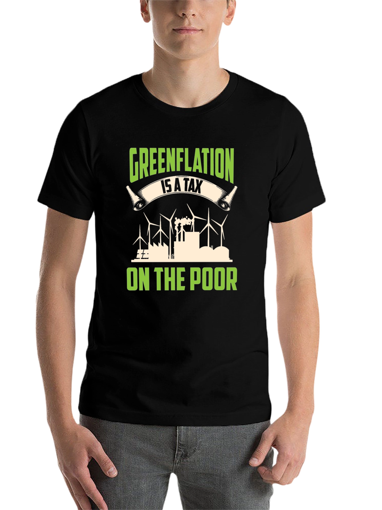 Black Greenflation T-Shirt: Tax on the Poor Political Tee view 7