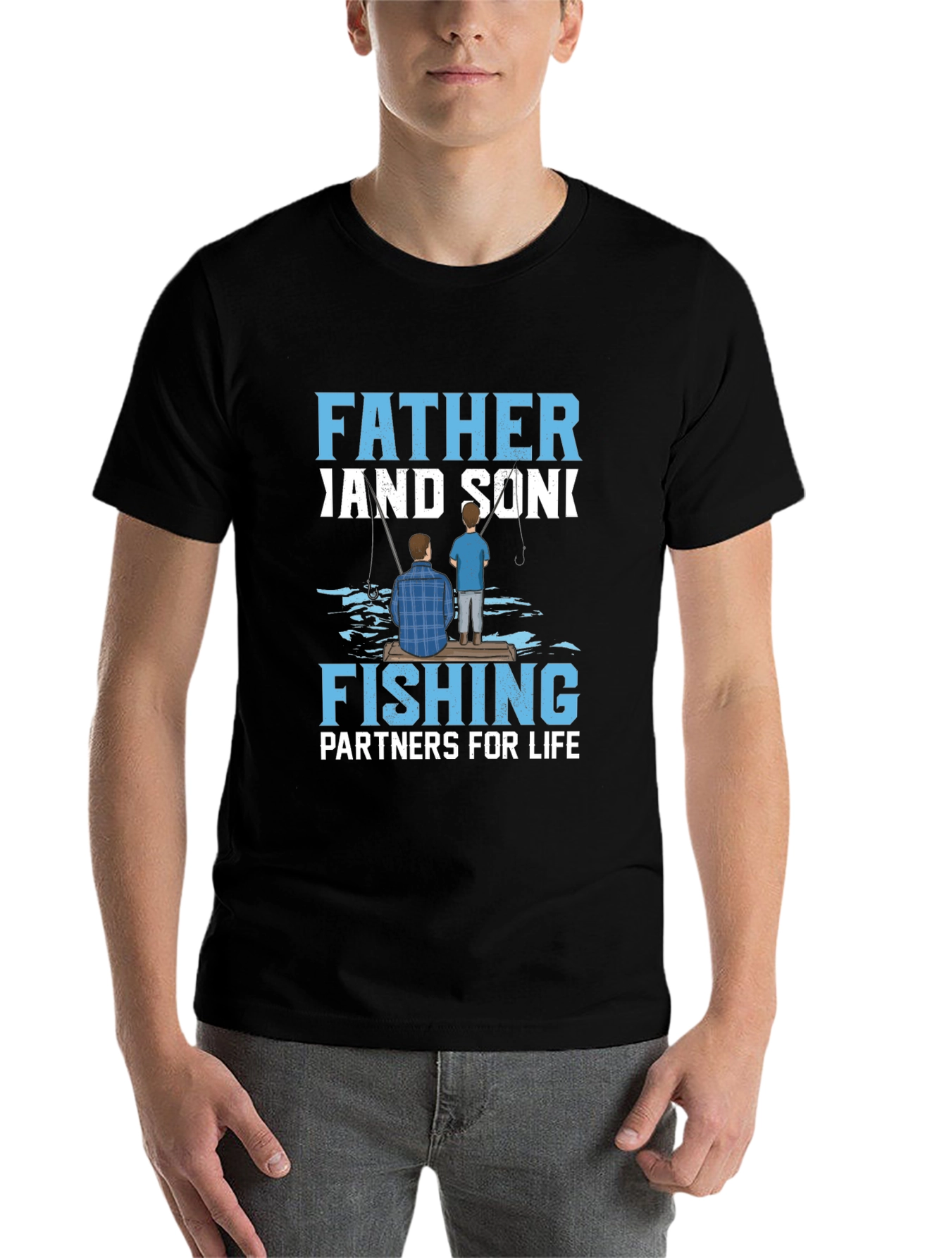 Black Father and Son Fishing Partners T-Shirt view 7