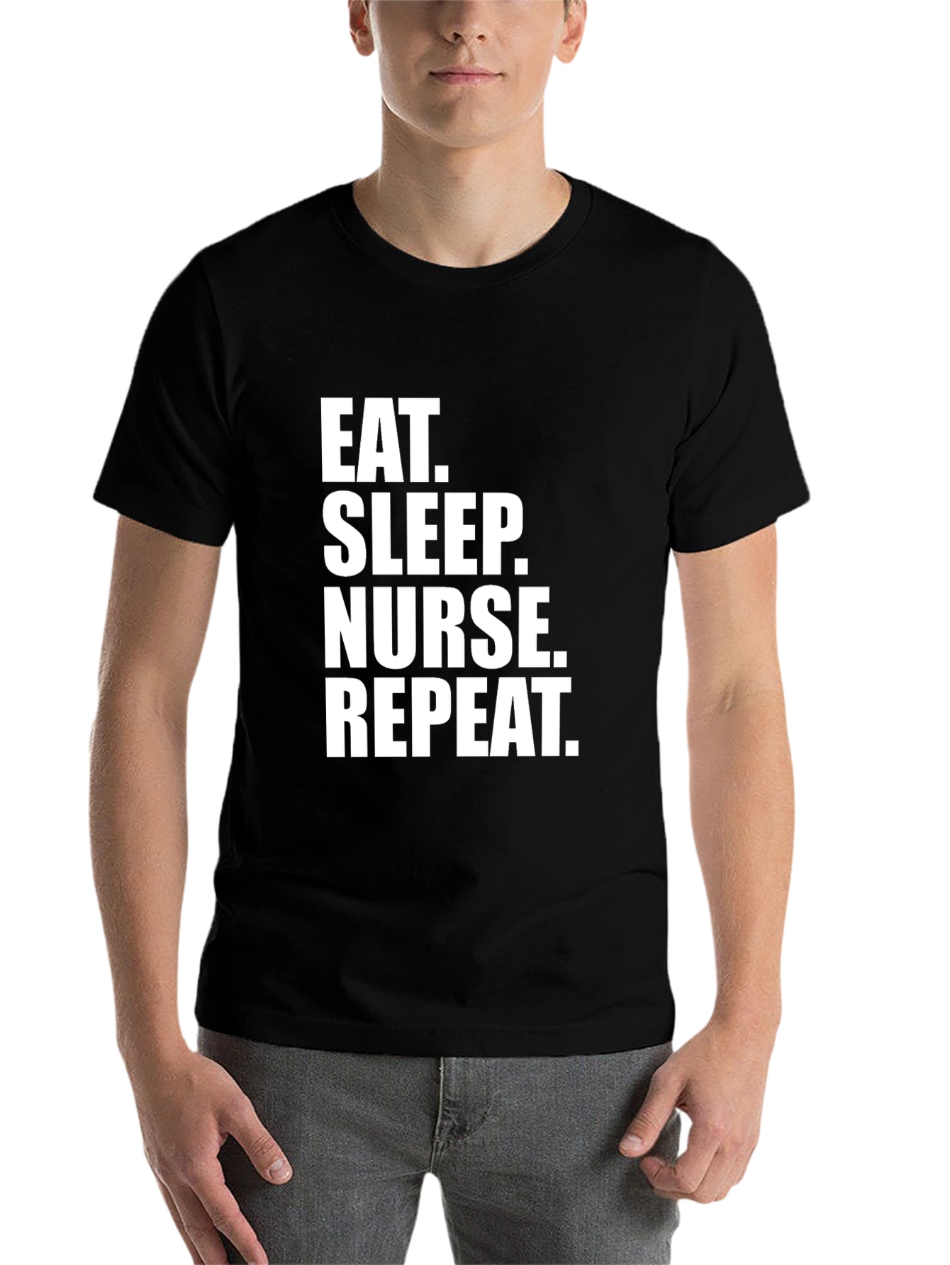 Black Eat Sleep Nurse Repeat Black T-Shirt view 7