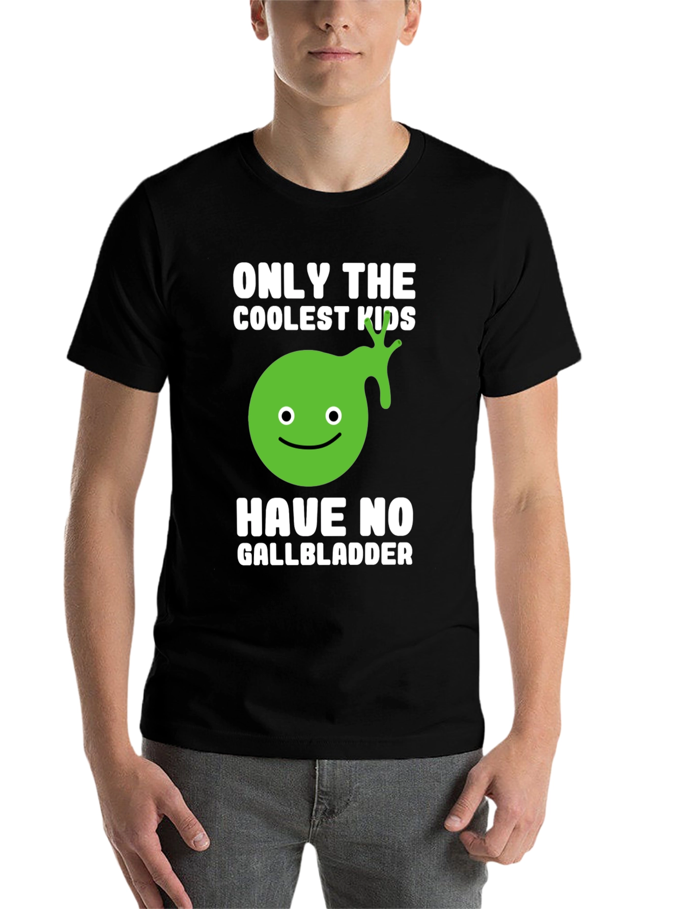Black Coolest Kids No Gallbladder Funny Graphic T-Shirt view 7