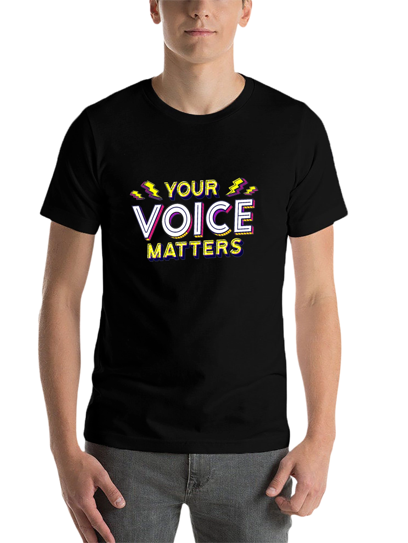 Black Your Voice Matters Graphic T-Shirt view 7