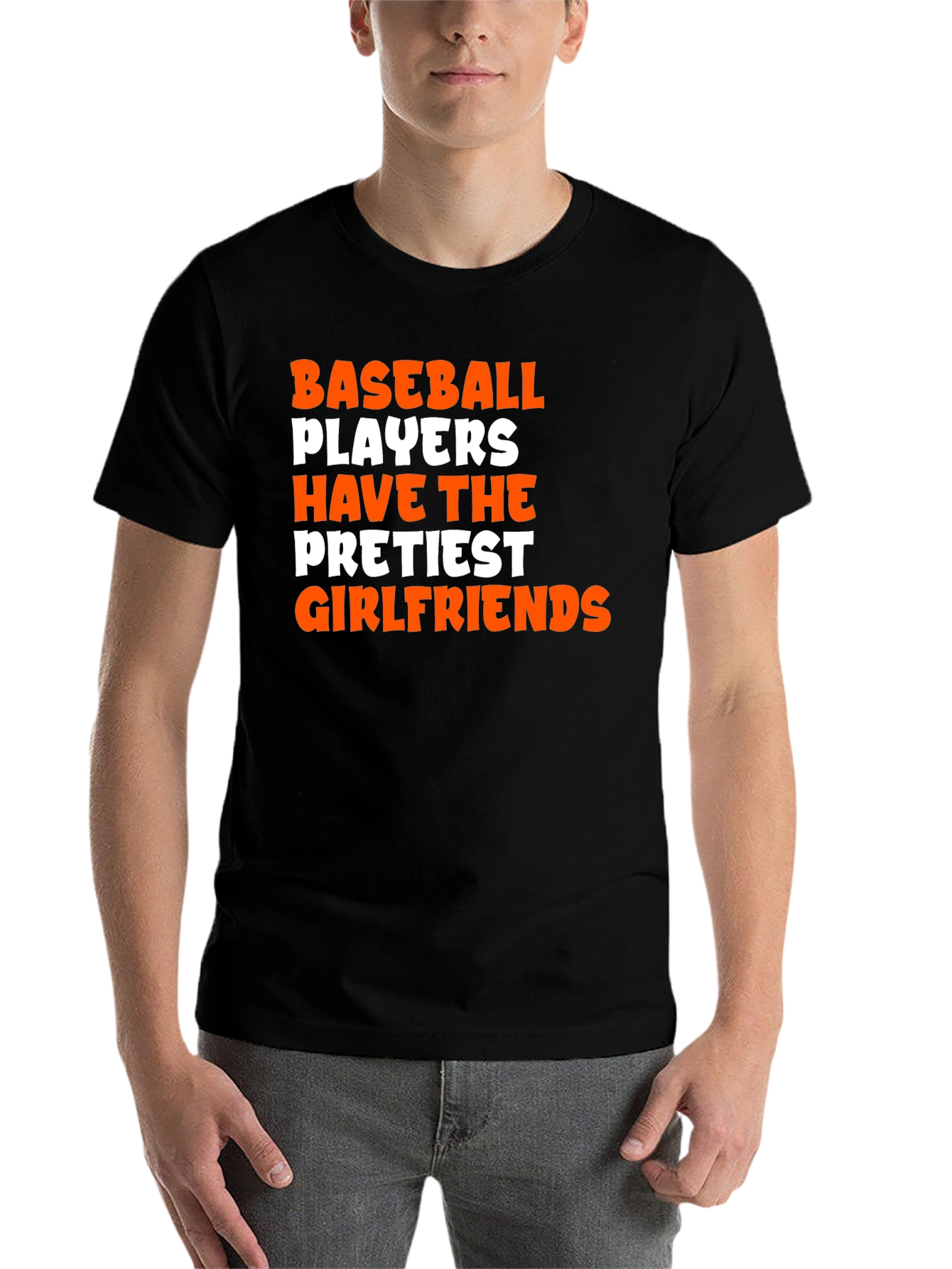 Black Baseball Player Prettiest Girlfriend Graphic T-Shirt view 7