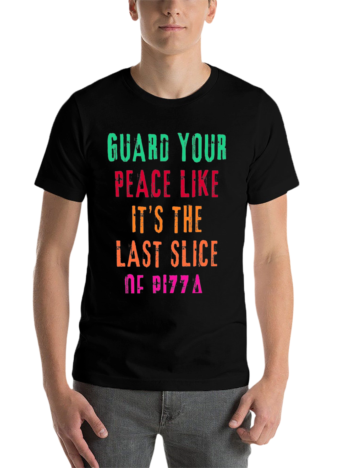 Black Guard Your Peace Pizza T-Shirt - Funny Graphic Tee view 7