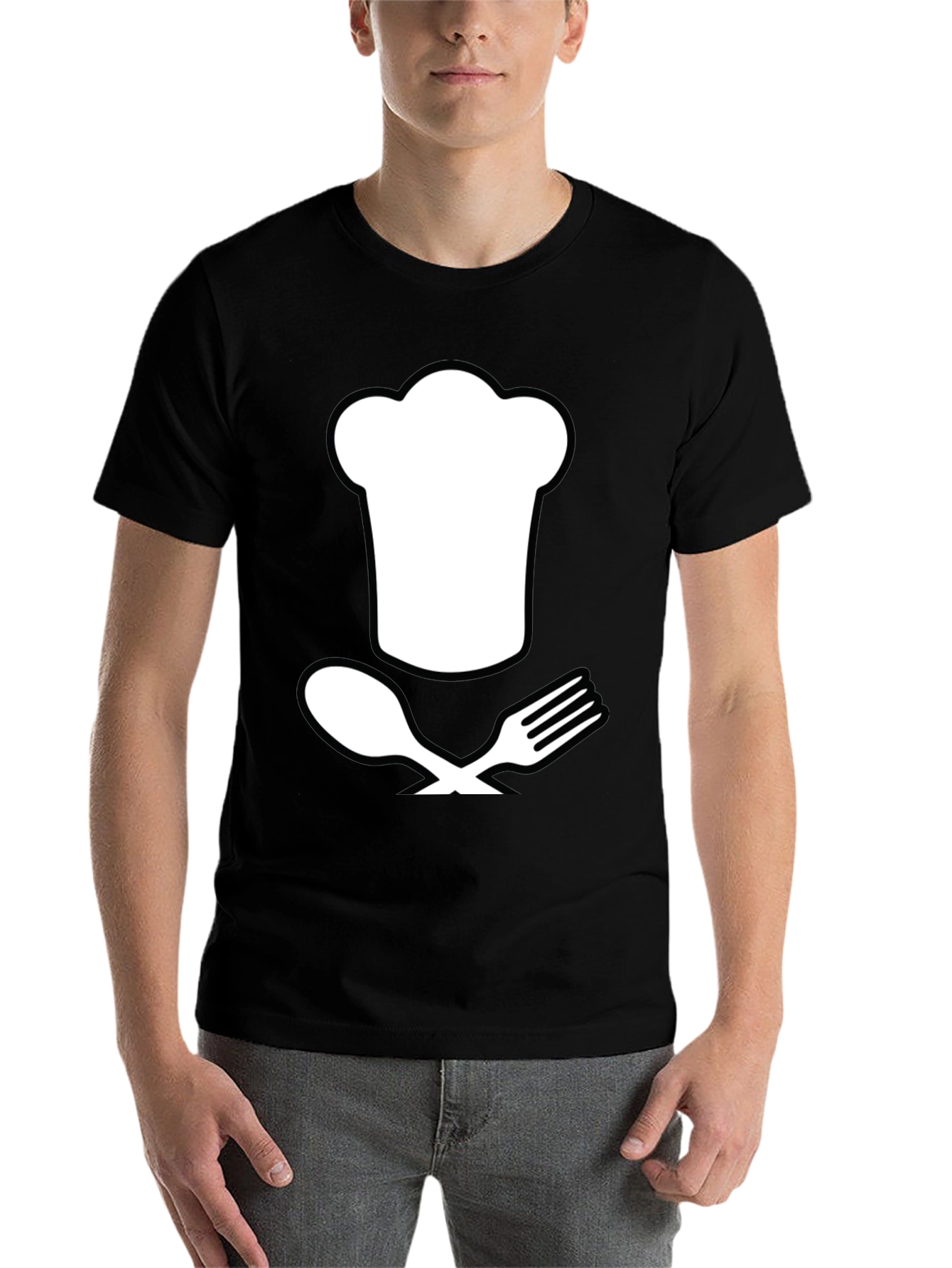Black Chef Hat and Utensils T-Shirt view 7