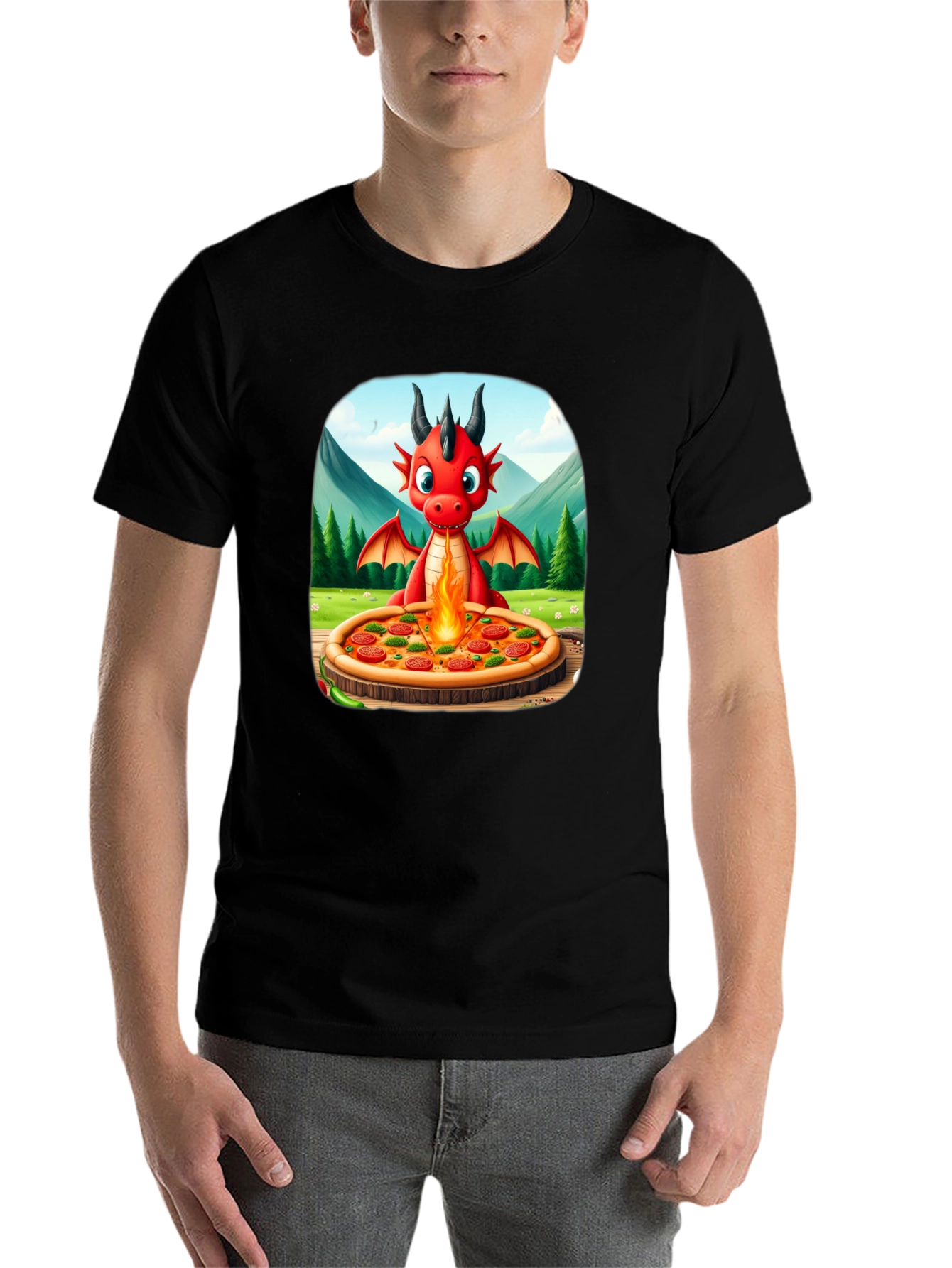 Black Dragon Pizza T-Shirt - Fun Graphic Tee view 7