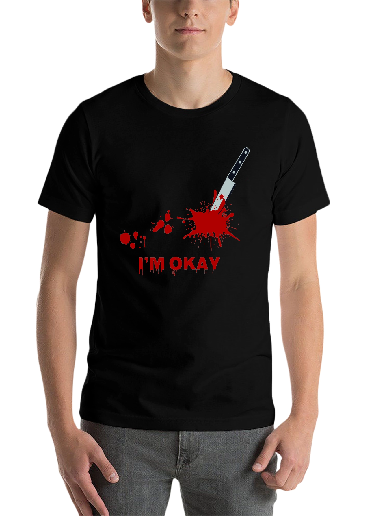 Black I'm Okay Funny T-Shirt view 7