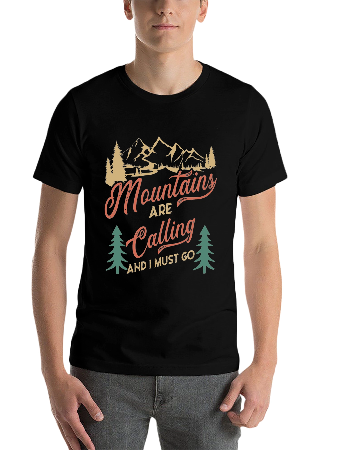 Black Mountains Are Calling Black Graphic Tee view 7