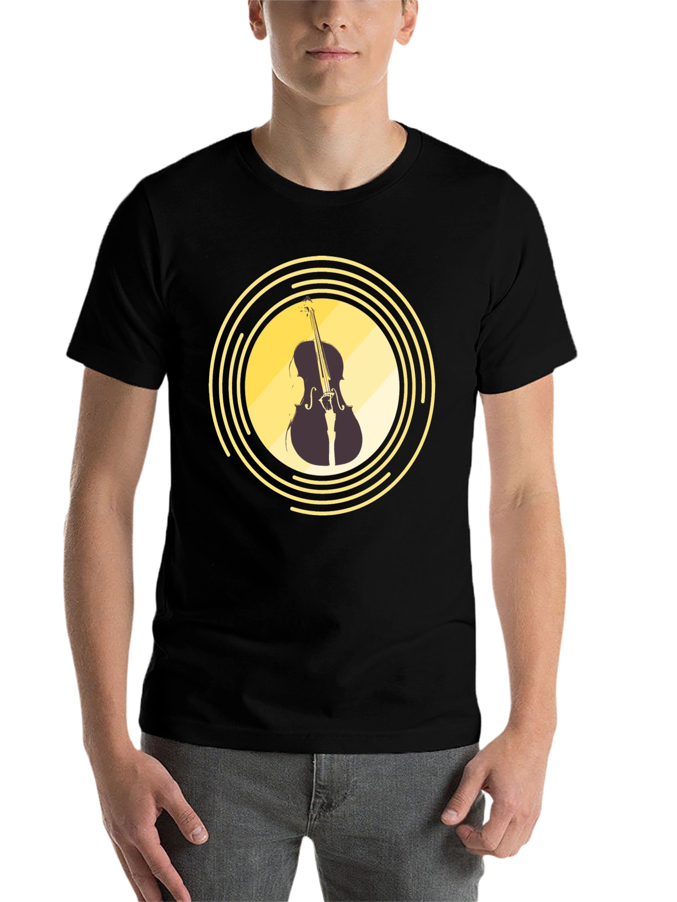 Black Musical Cello Graphic T-Shirt view 7