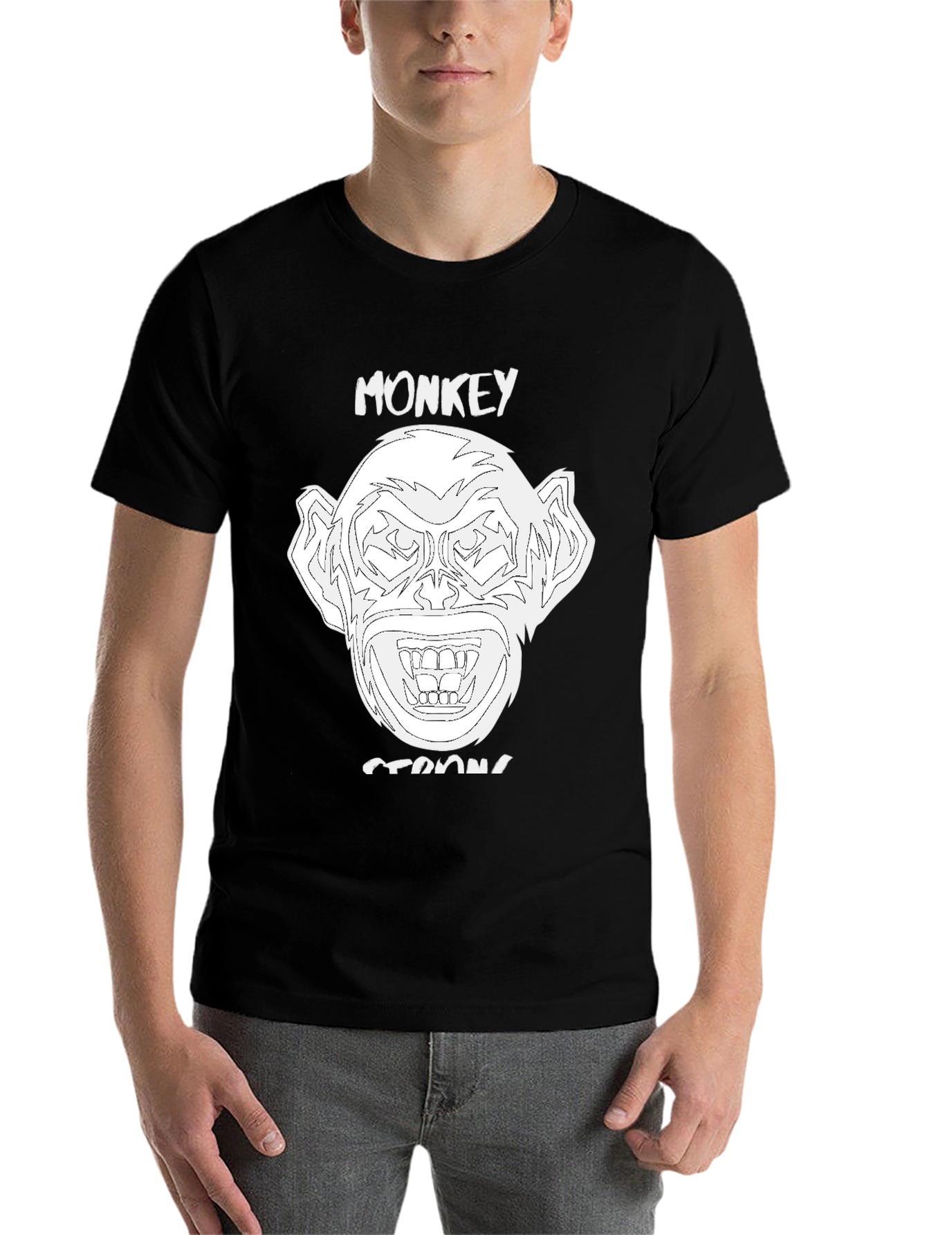 Black Monkey Strong Graphic Tee - Black Unisex T-Shirt view 7