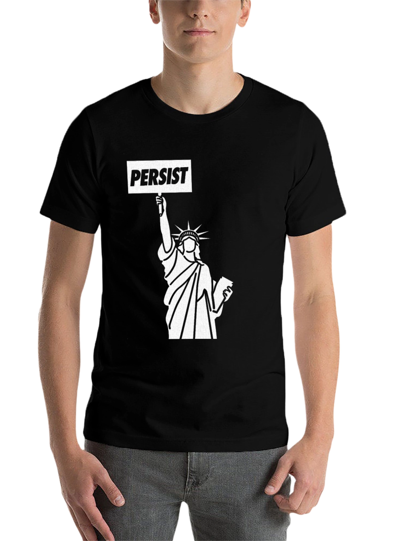 Black Persist Statue of Liberty Graphic Tee view 7