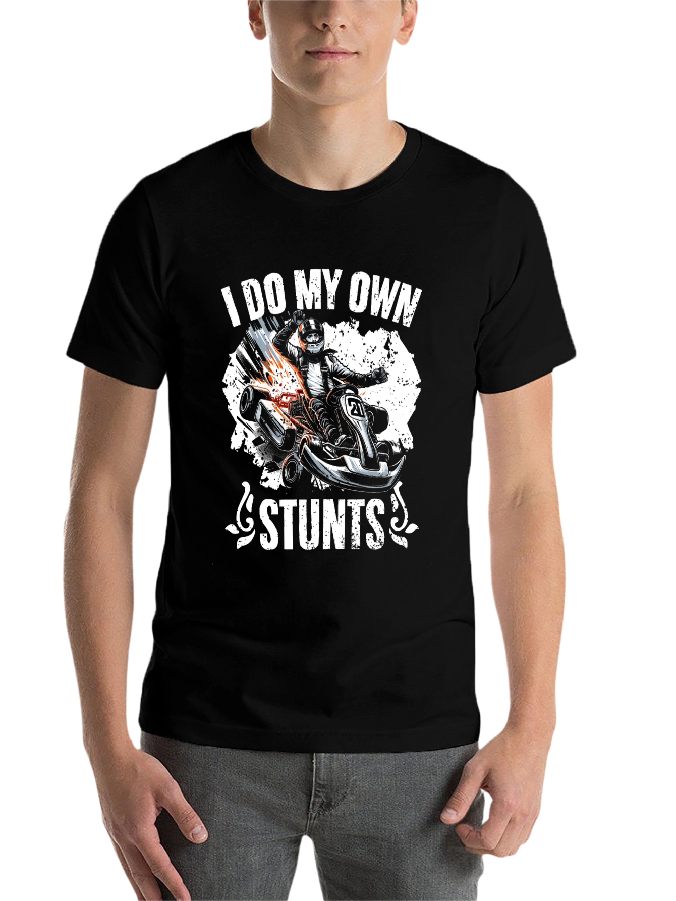 Black I Do My Own Stunts Go-Karting Graphic Tee view 7