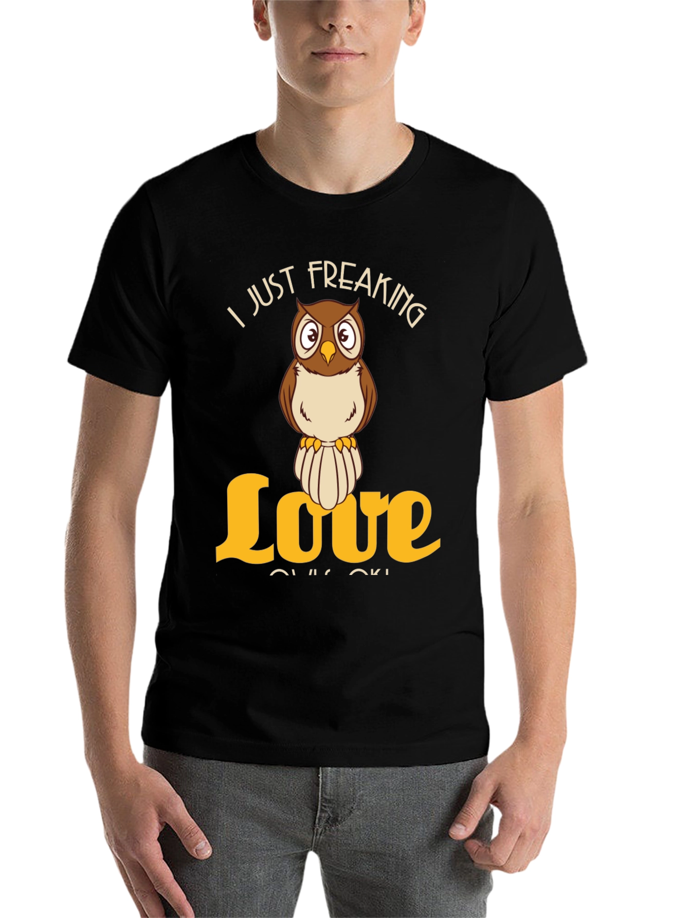 Black I Just Freaking Love Owls T-Shirt - Novelty Animal Tee view 7