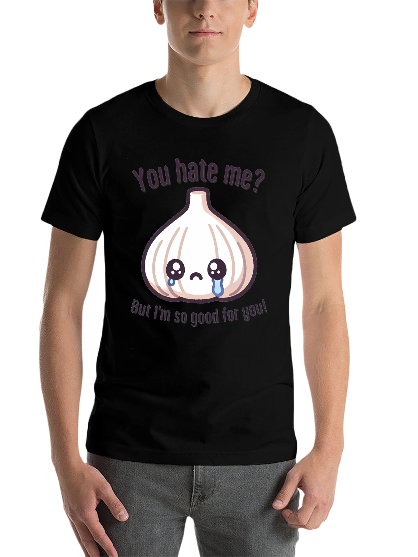 Black Funny Garlic Graphic T-Shirt - You Hate Me? view 7