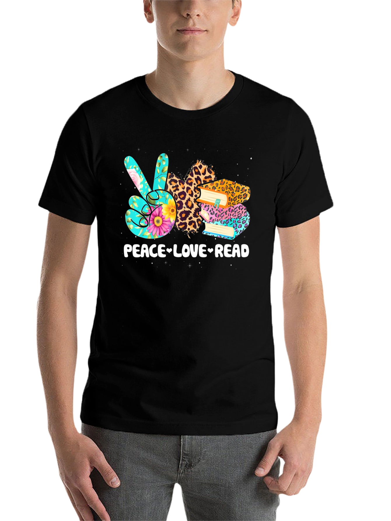 Black Peace Love Read T-Shirt | Book Lover Tee view 7