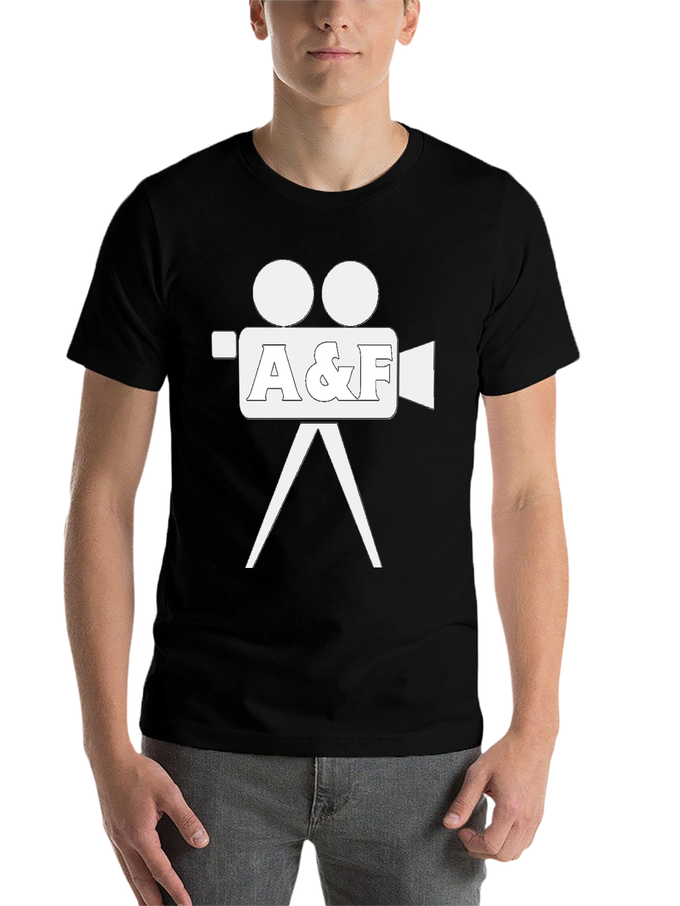 Black Vintage Movie Camera Graphic T-Shirt view 7