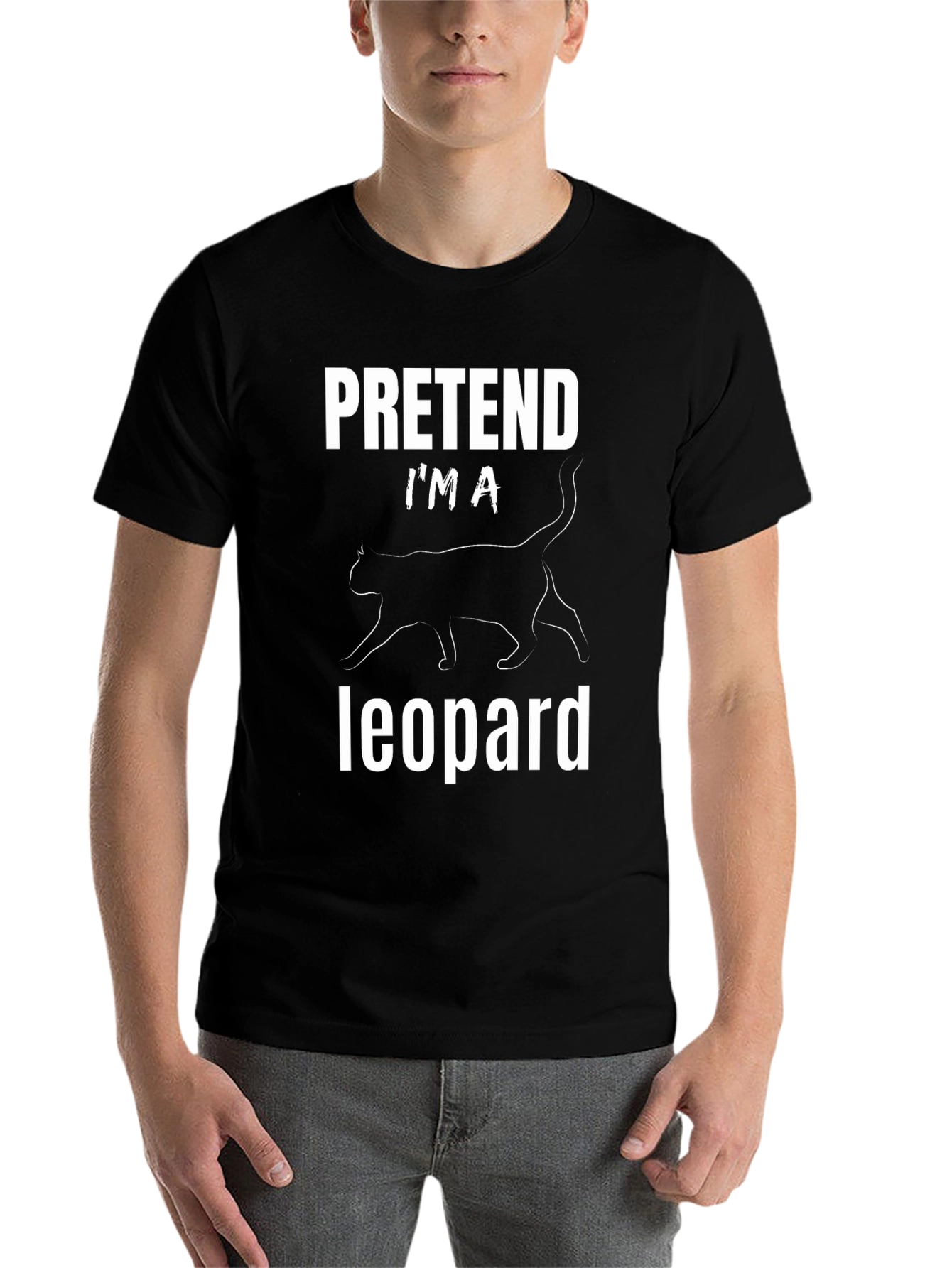 Black Pretend I'm A Leopard Funny Graphic Tee view 7