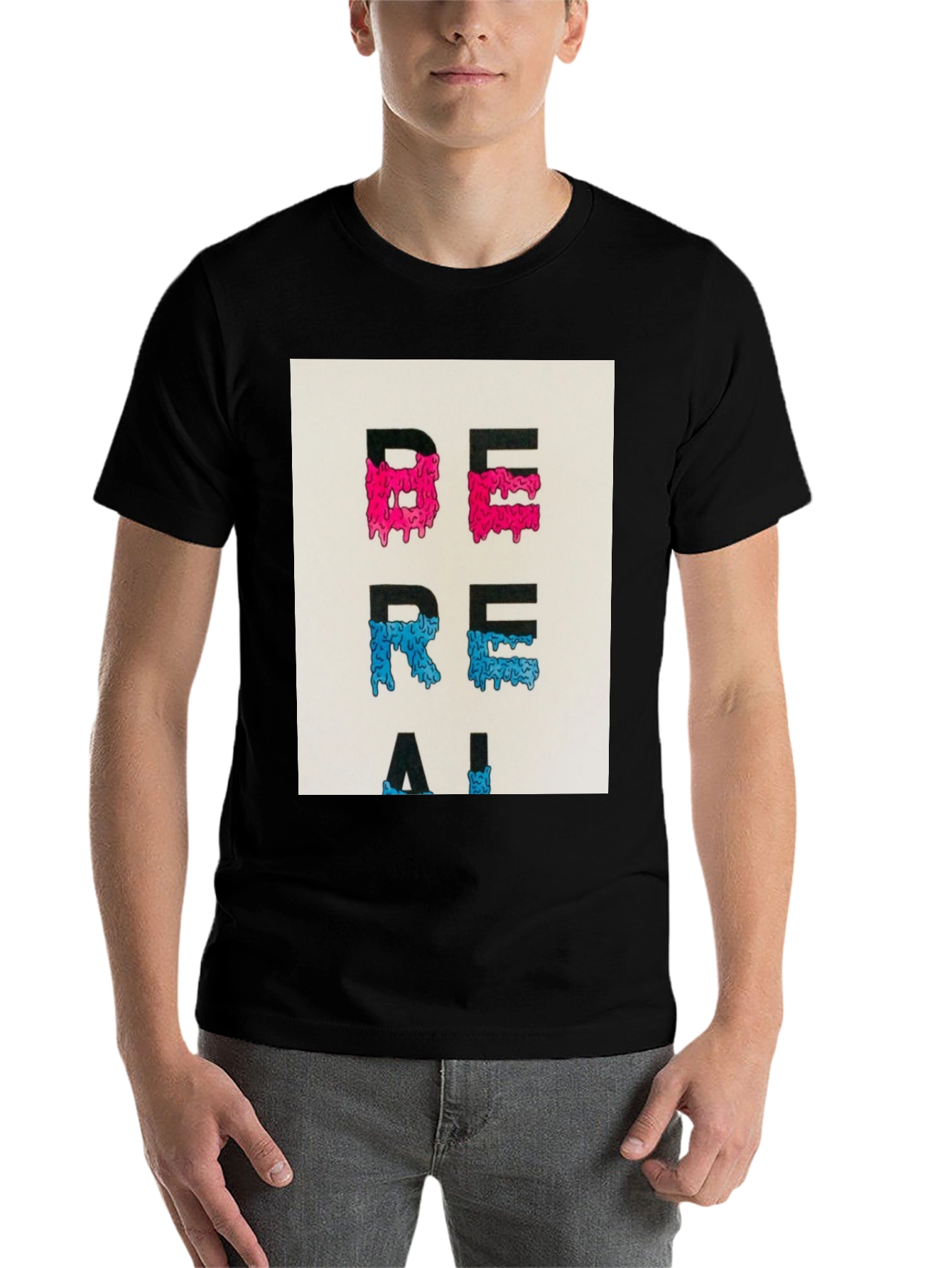Black Be Real Graphic Tee - Trendy Casual Wear view 7