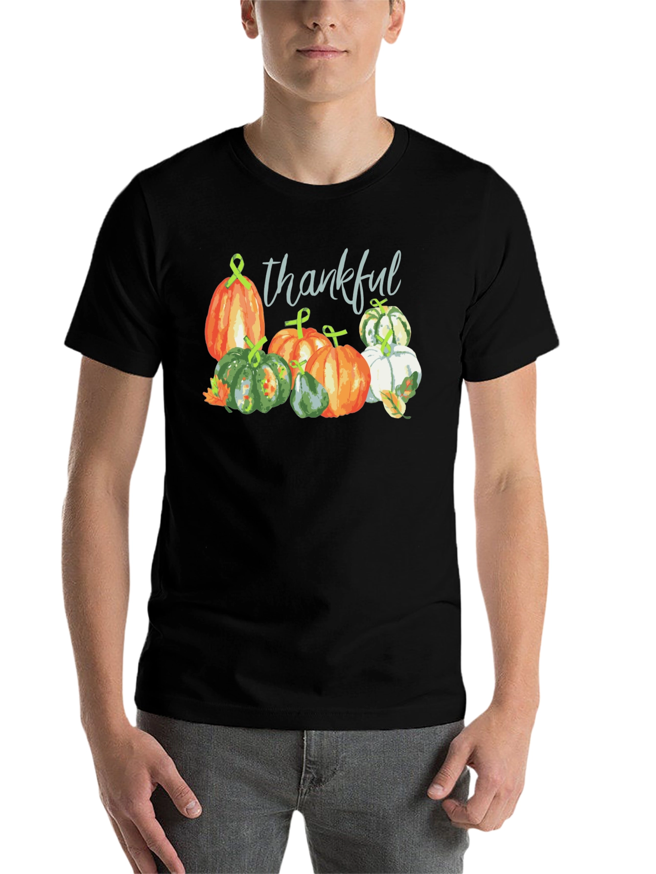 Black Thankful Pumpkin Patch Black T-Shirt Fall Season Tee view 7