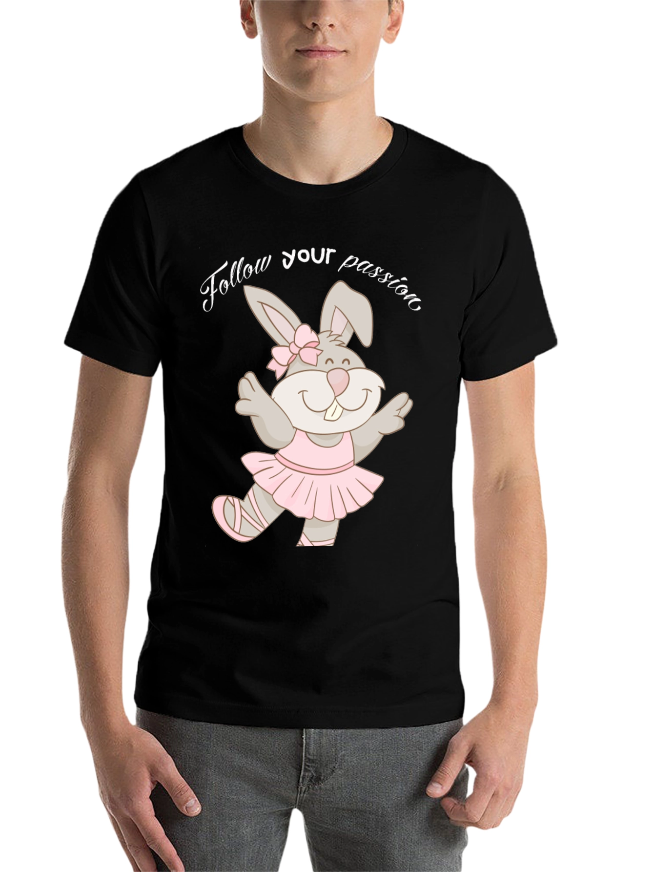 Black Dancing Bunny T-Shirt - Follow Your Passion! view 7