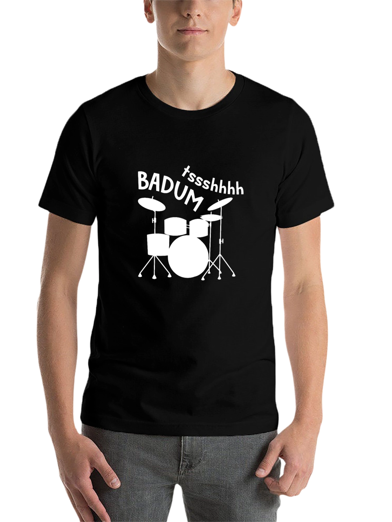 Black Drum Kit T-Shirt: Badum Tssshhhh Graphic Tee view 7