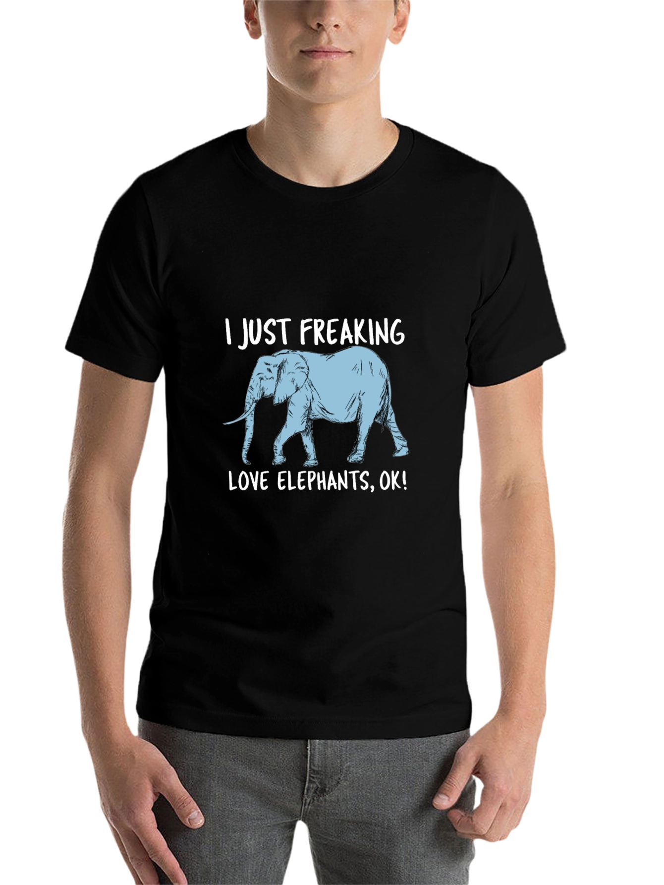 Black I Just Freaking Love Elephants Graphic Tee view 7