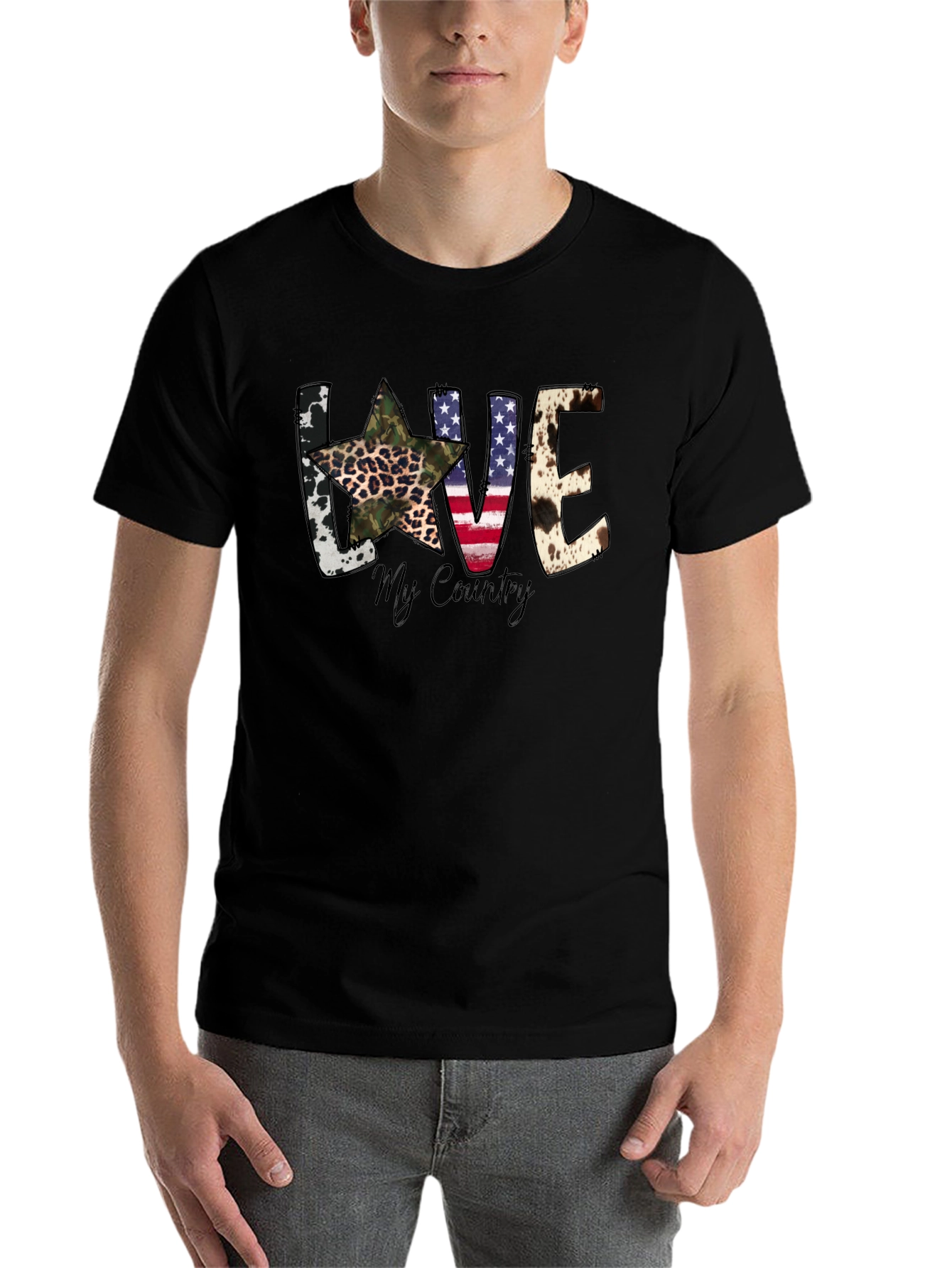 Black Love My Country Patriotic T-Shirt view 7