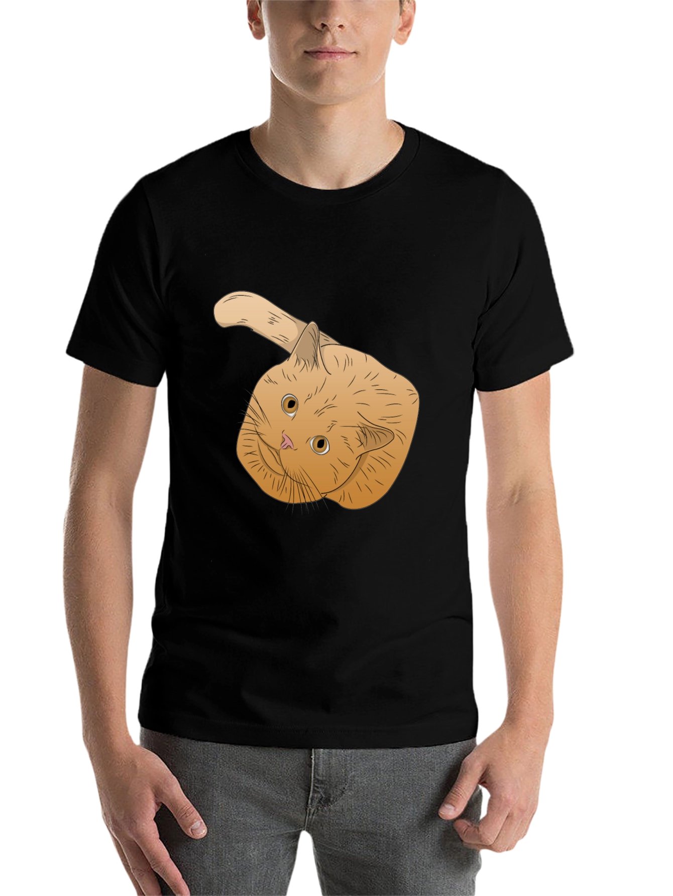 Black Ginger Cat T-Shirt - Whimsical Pet Lover Apparel view 7