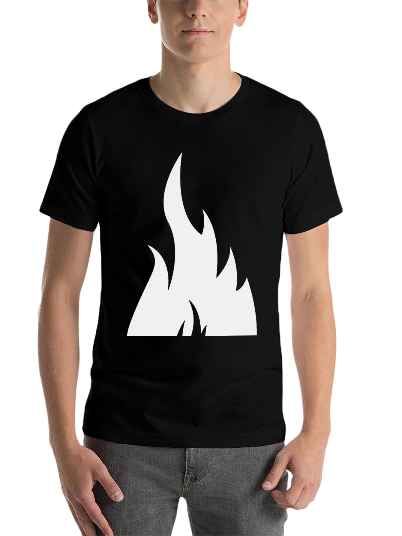 Black Bold Flame Graphic Tee - Black Cotton Comfort view 7