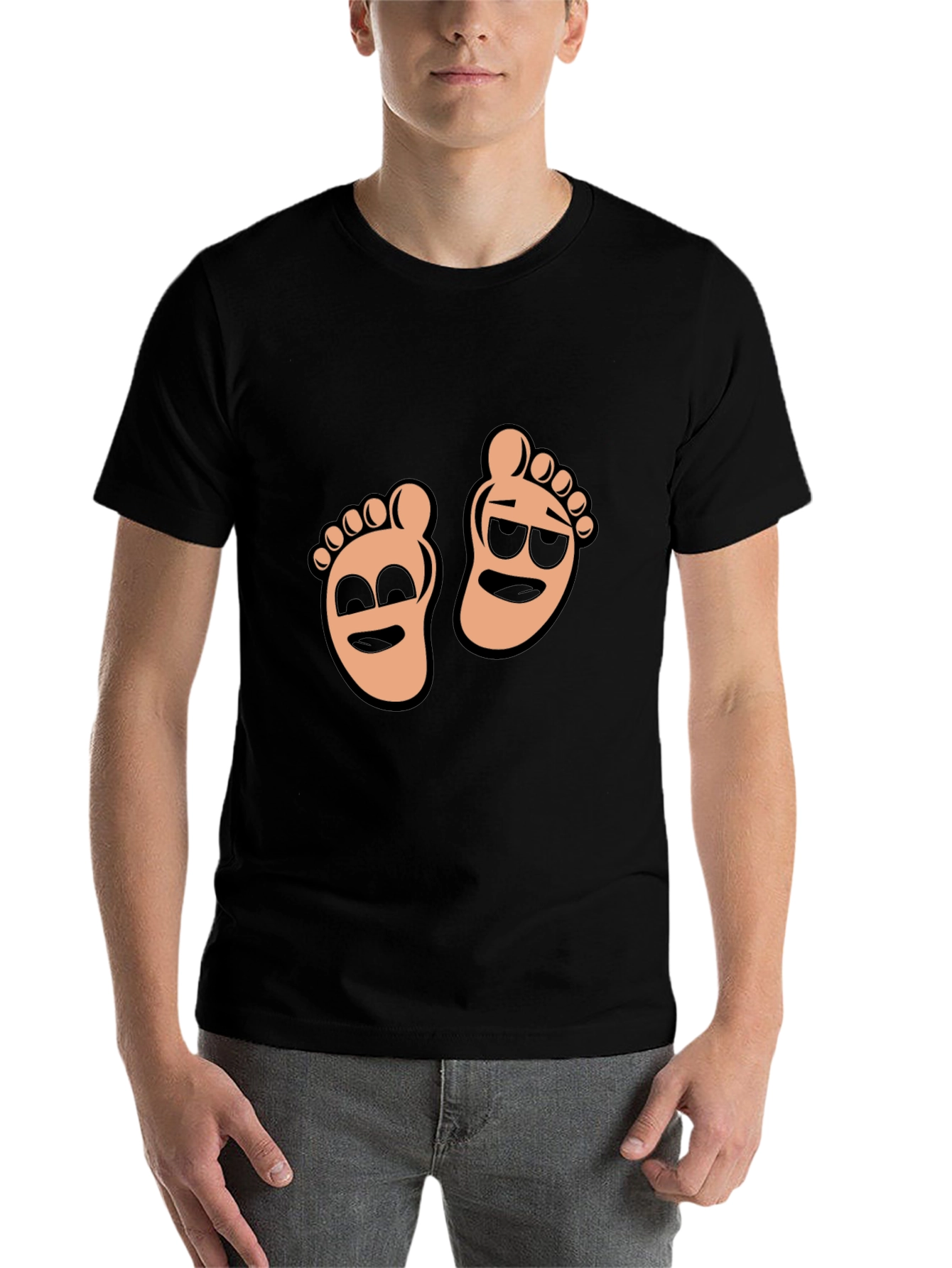 Black Cartoon Feet Graphic T-Shirt - Black view 7