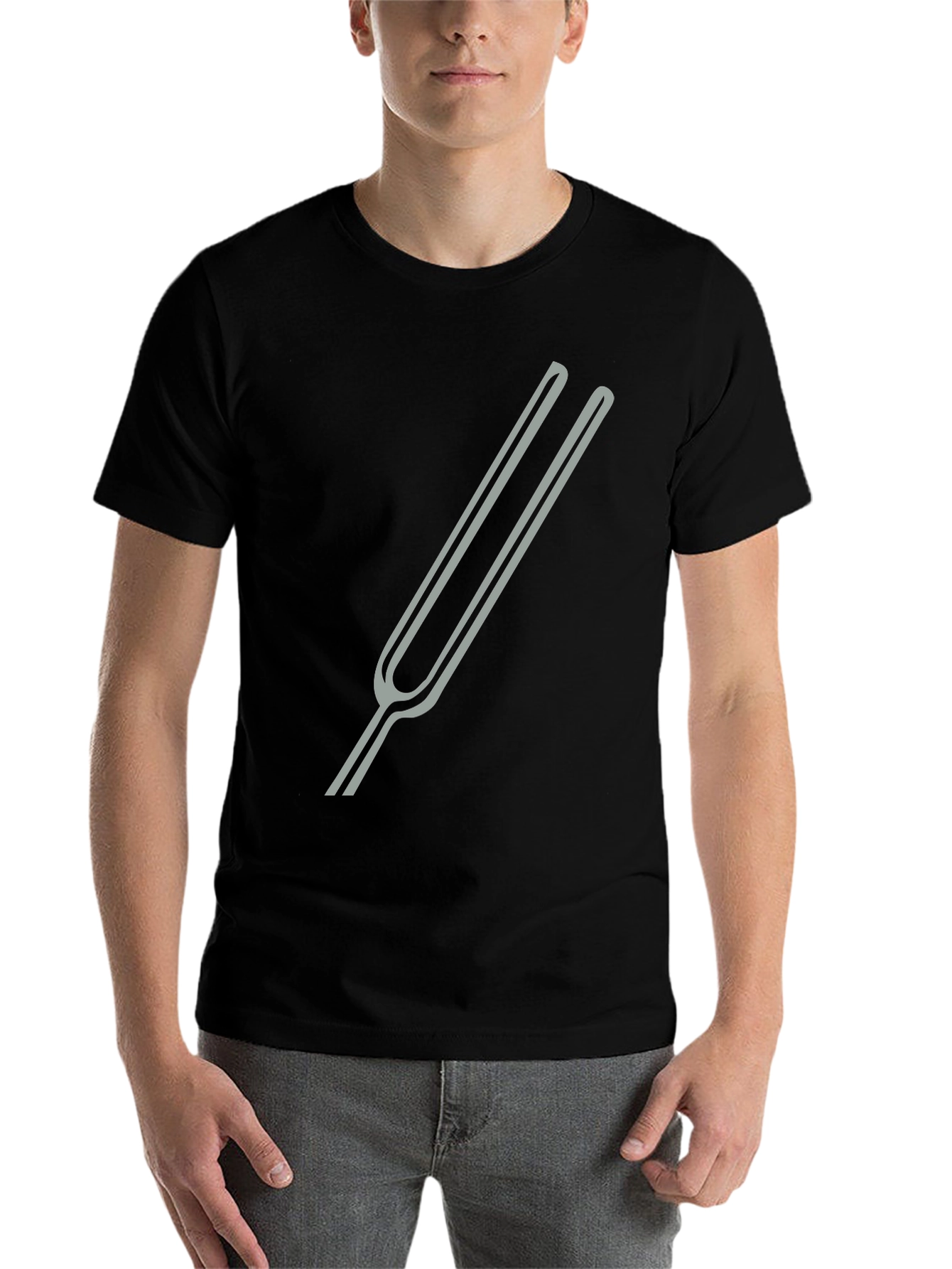 Black Tuning Fork Graphic Tee - Black Cotton Blend view 7
