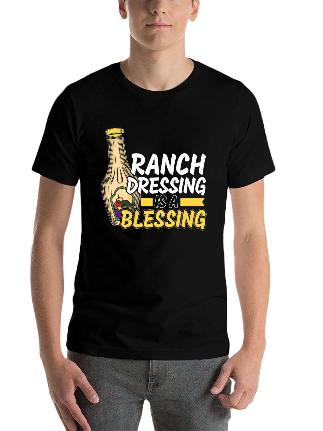 Black Ranch Dressing is a Blessing Black T-Shirt view 7