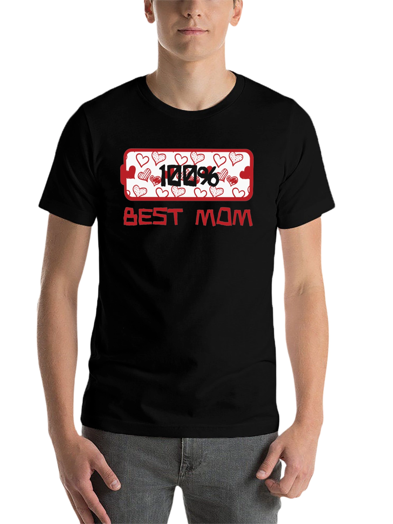 Black 100% Best Mom Heart Graphic T-Shirt view 7