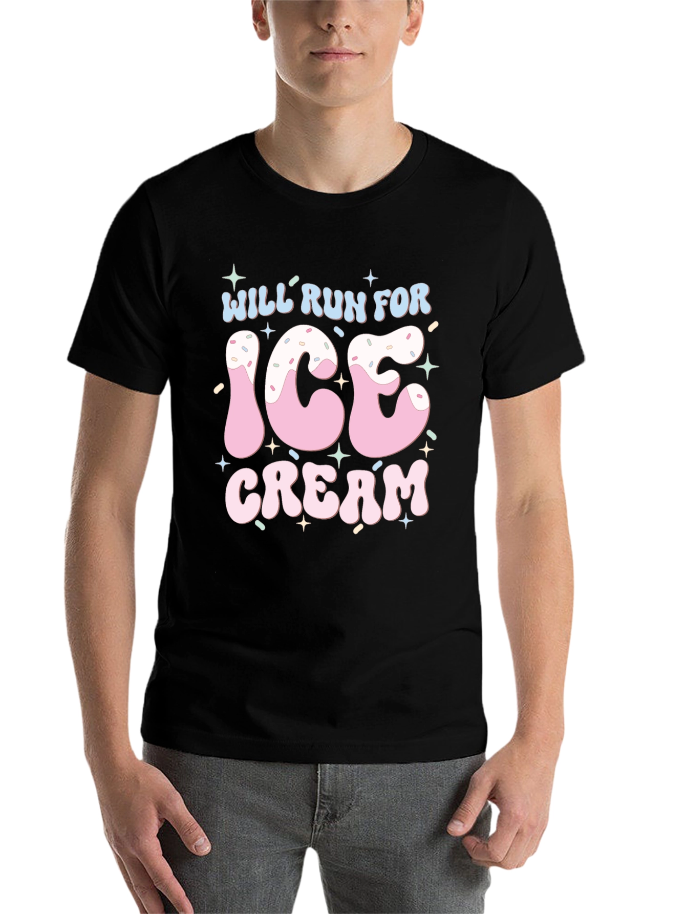 Black Will Run For Ice Cream T-Shirt Black view 7