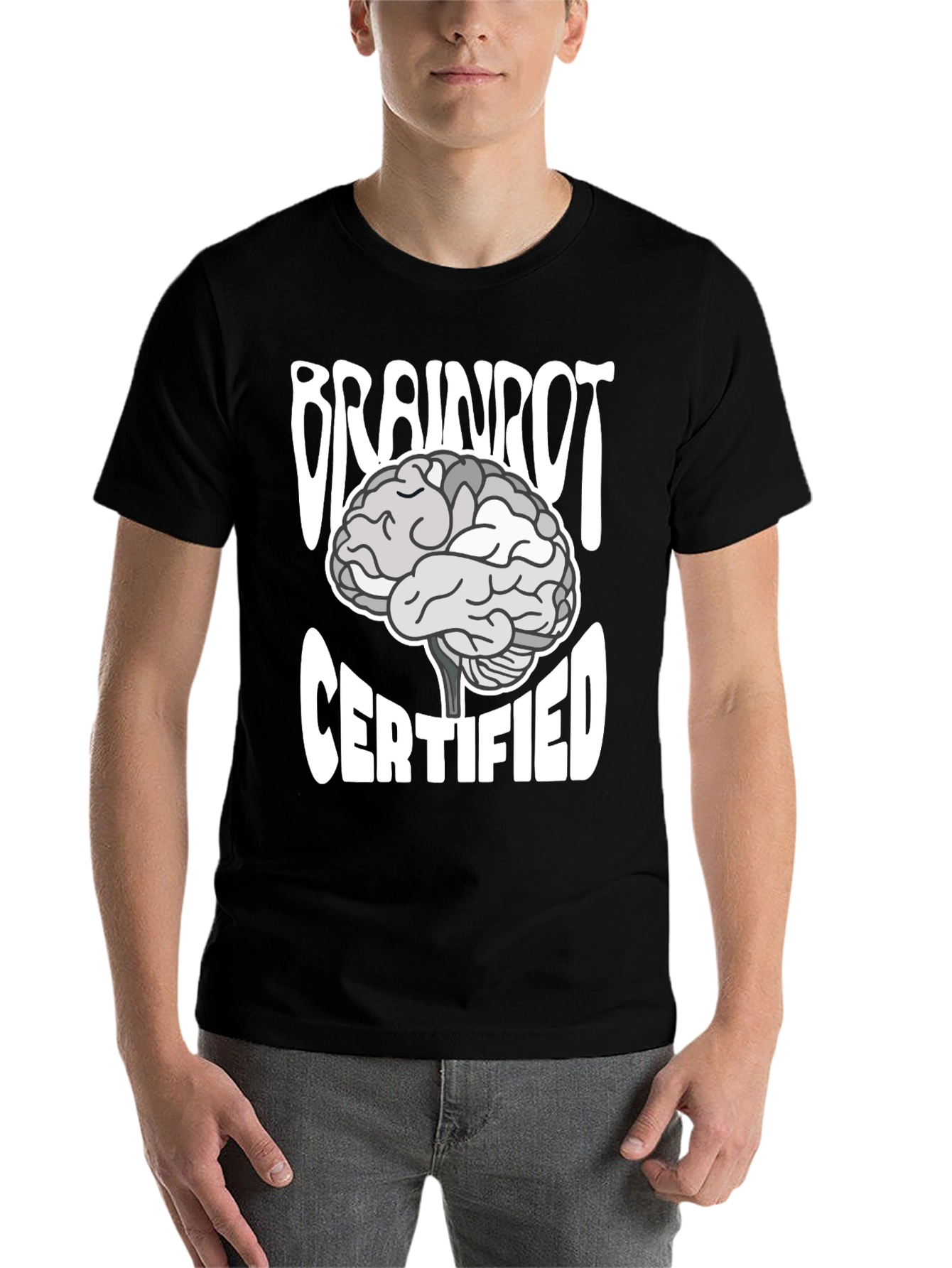 Black Brainrot Certified T-Shirt - Funny Graphic Tee view 7