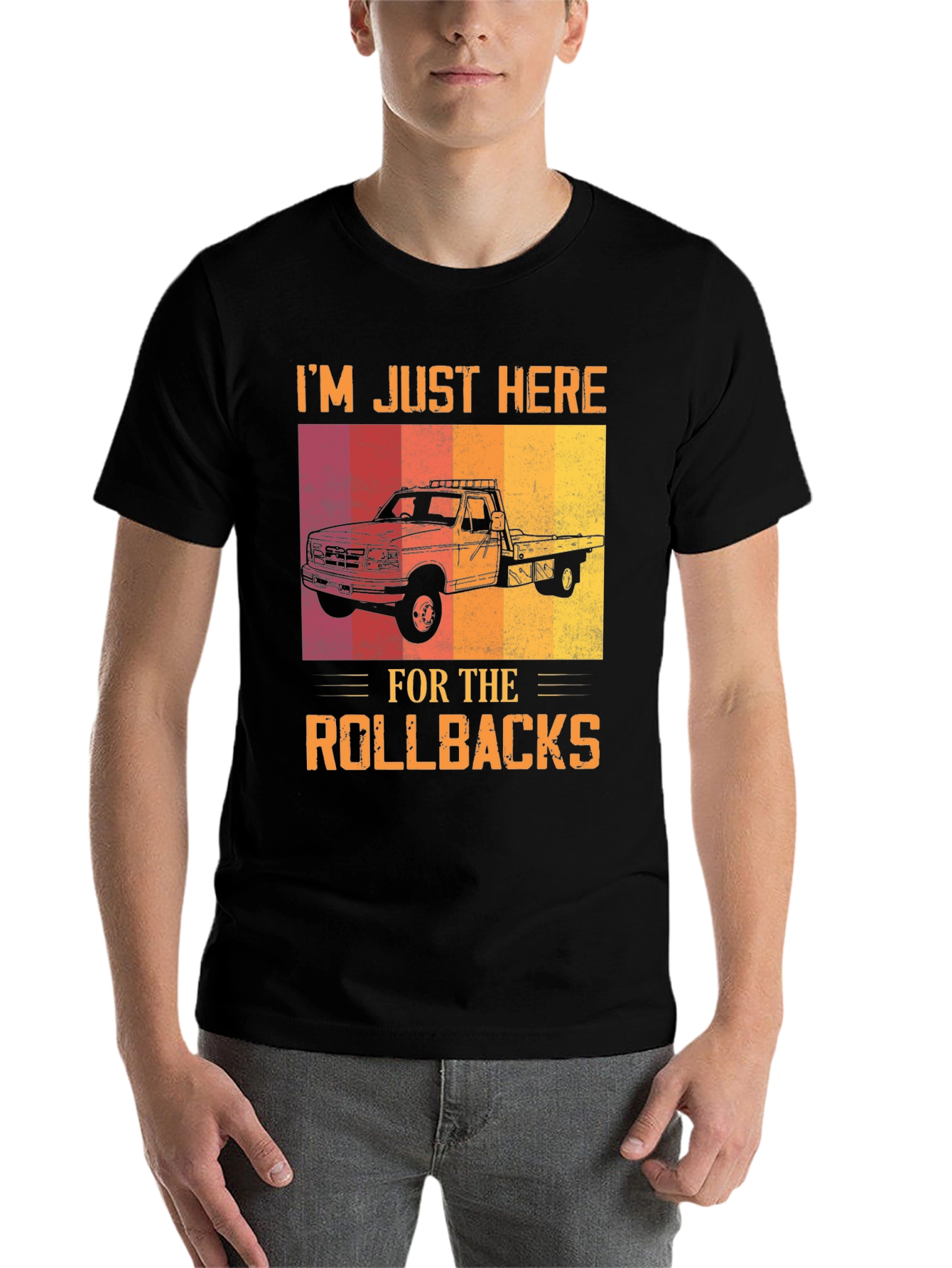 Black Rollback Truck T-Shirt - Tow Truck Driver Tee view 7