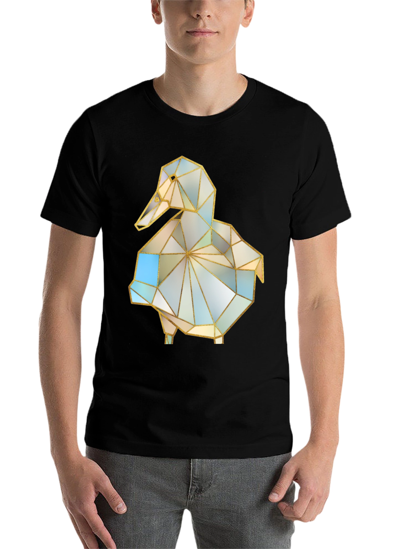Black Geometric Duck Graphic Tee - Stylish Modern Design view 7