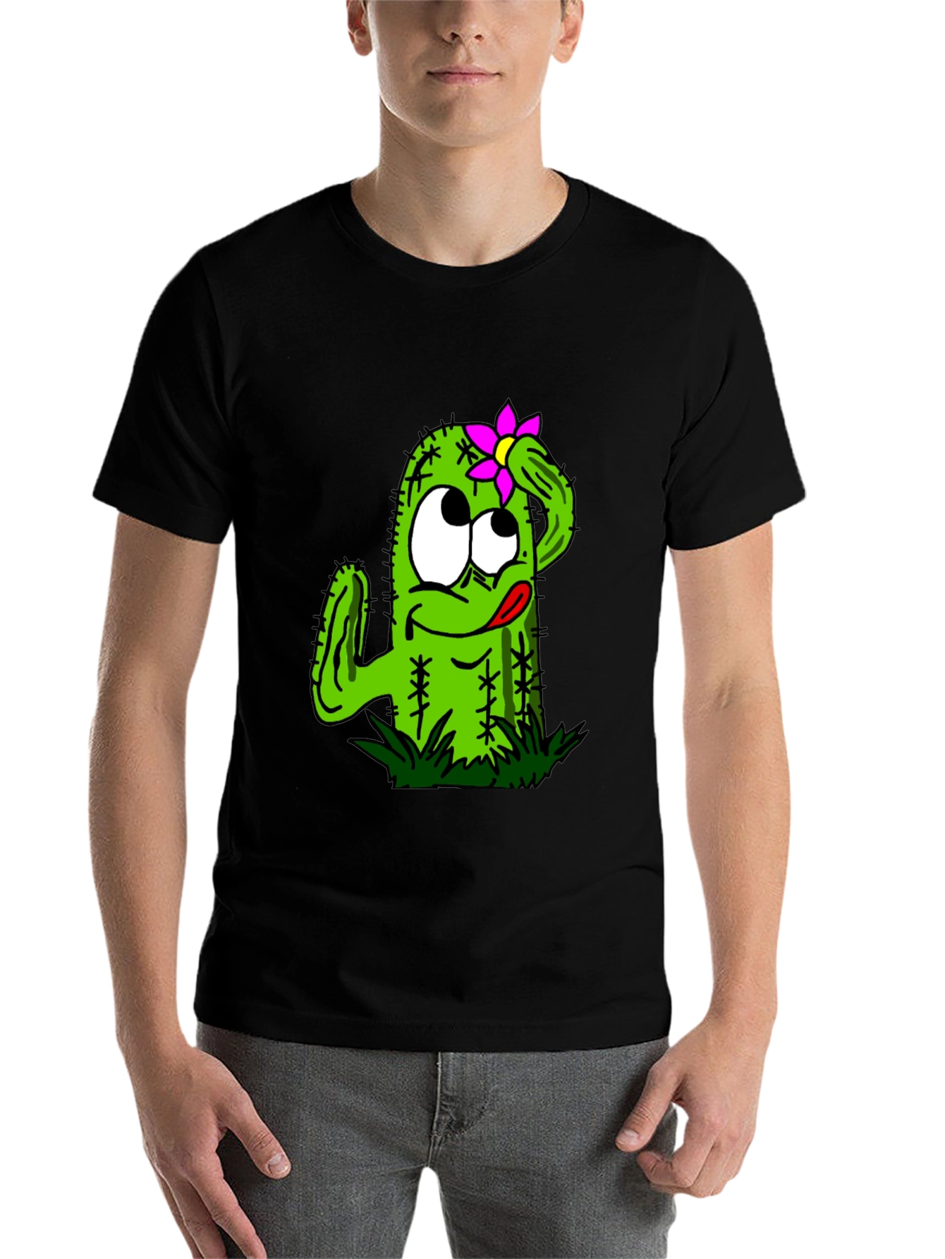 Black Funny Cactus Graphic Tee - Black Unisex T-Shirt view 7
