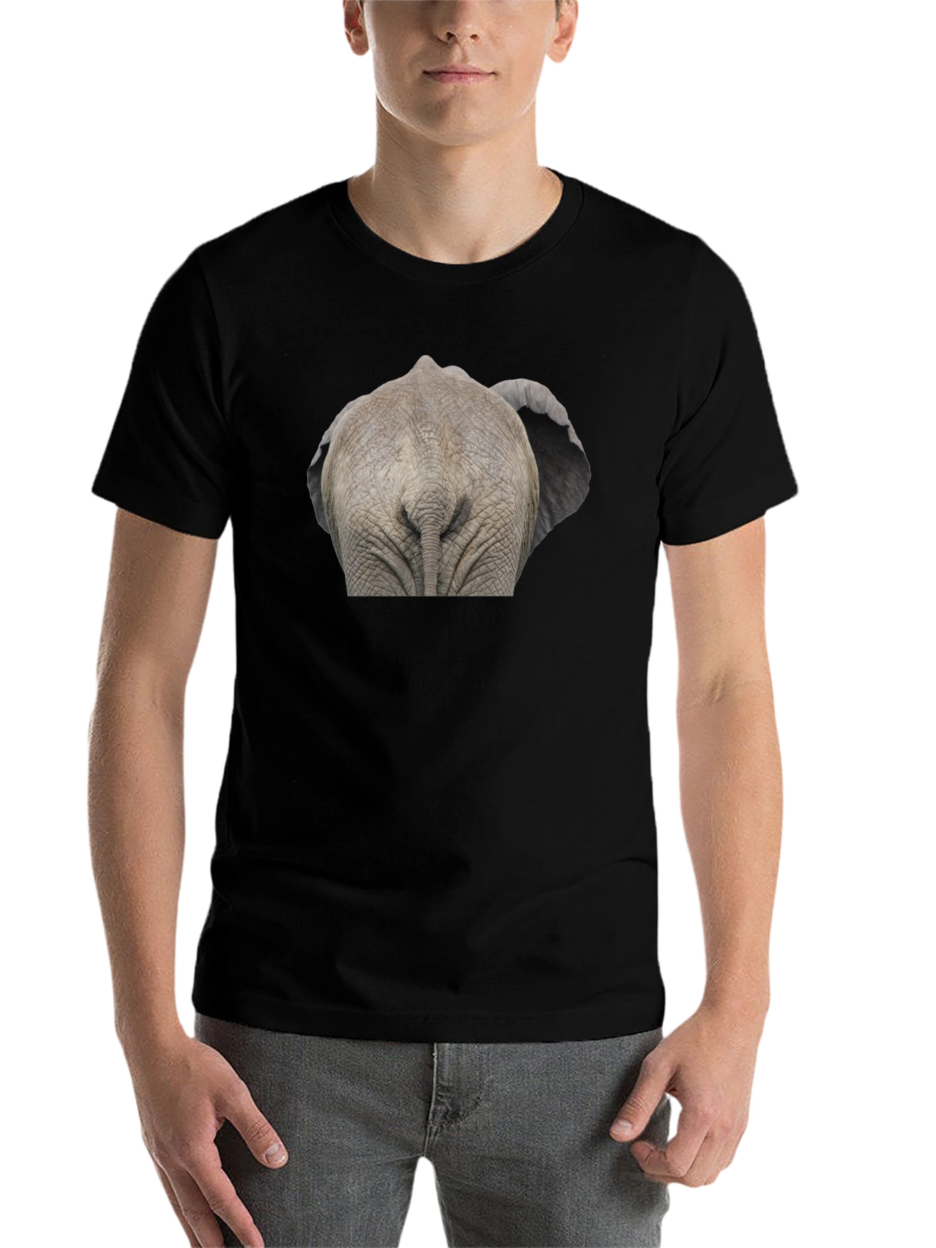 Black Elephant Butt T-Shirt - Funny Animal Tee view 7