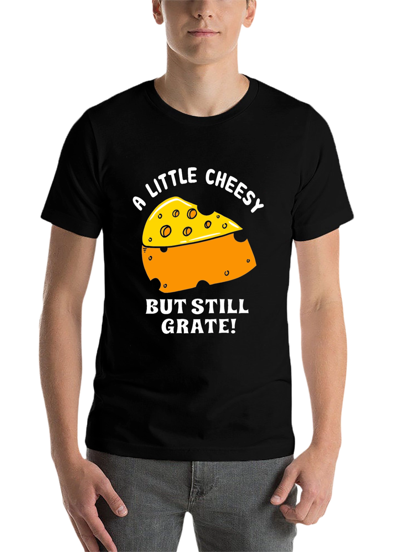 Black Cheesy Pun T-Shirt - 'But Still Grate!' Tee view 7