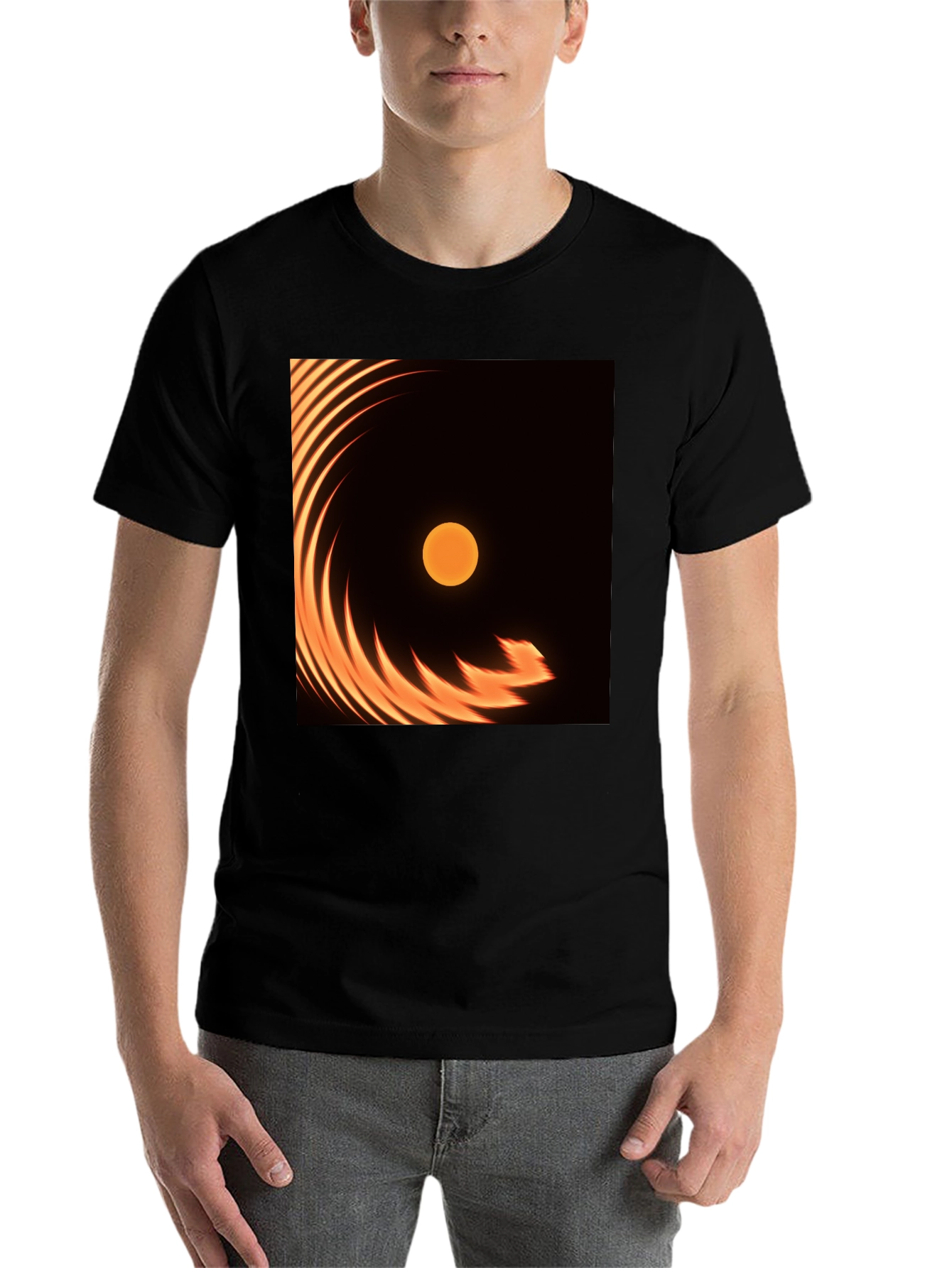 Black Fiery Sun Graphic Tee - Black Cotton Blend view 7