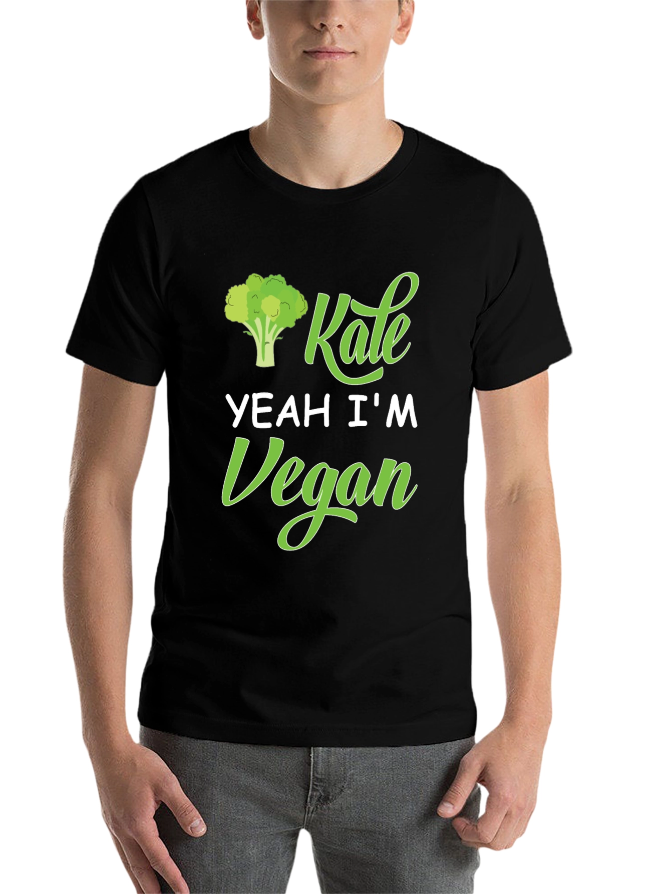 Black Kale Yeah I'm Vegan T-Shirt view 7