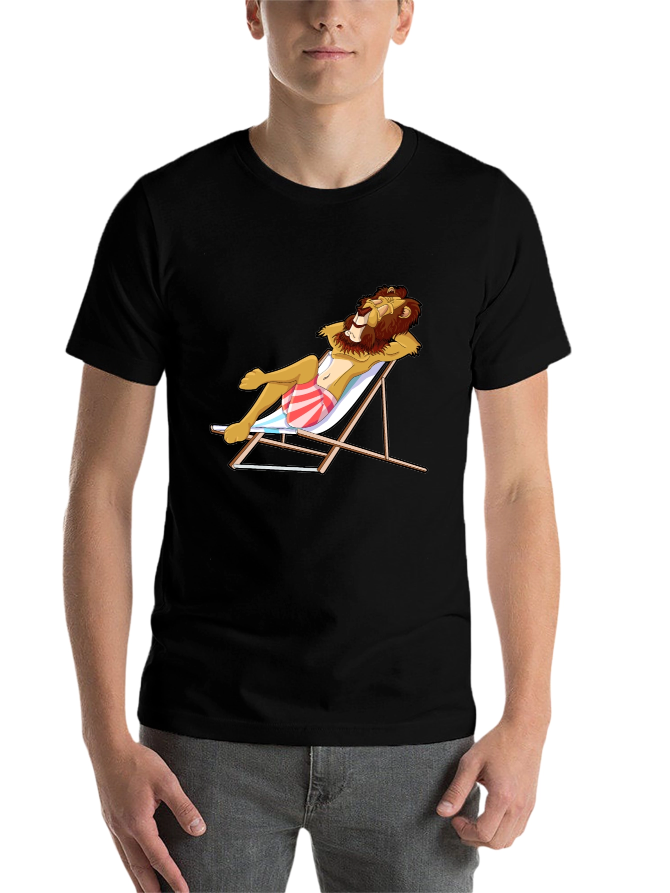Black Lion on Vacation Graphic Tee -  Cool Summer Style view 7