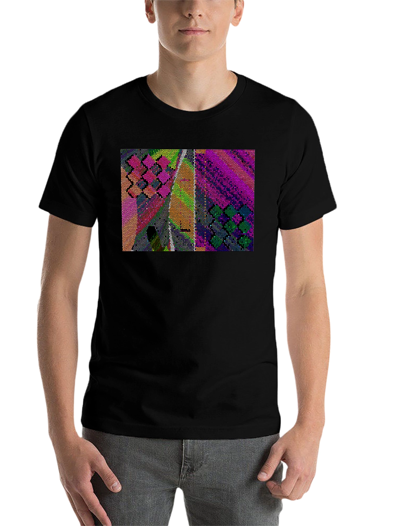 Black Abstract Mosaic T-Shirt view 7