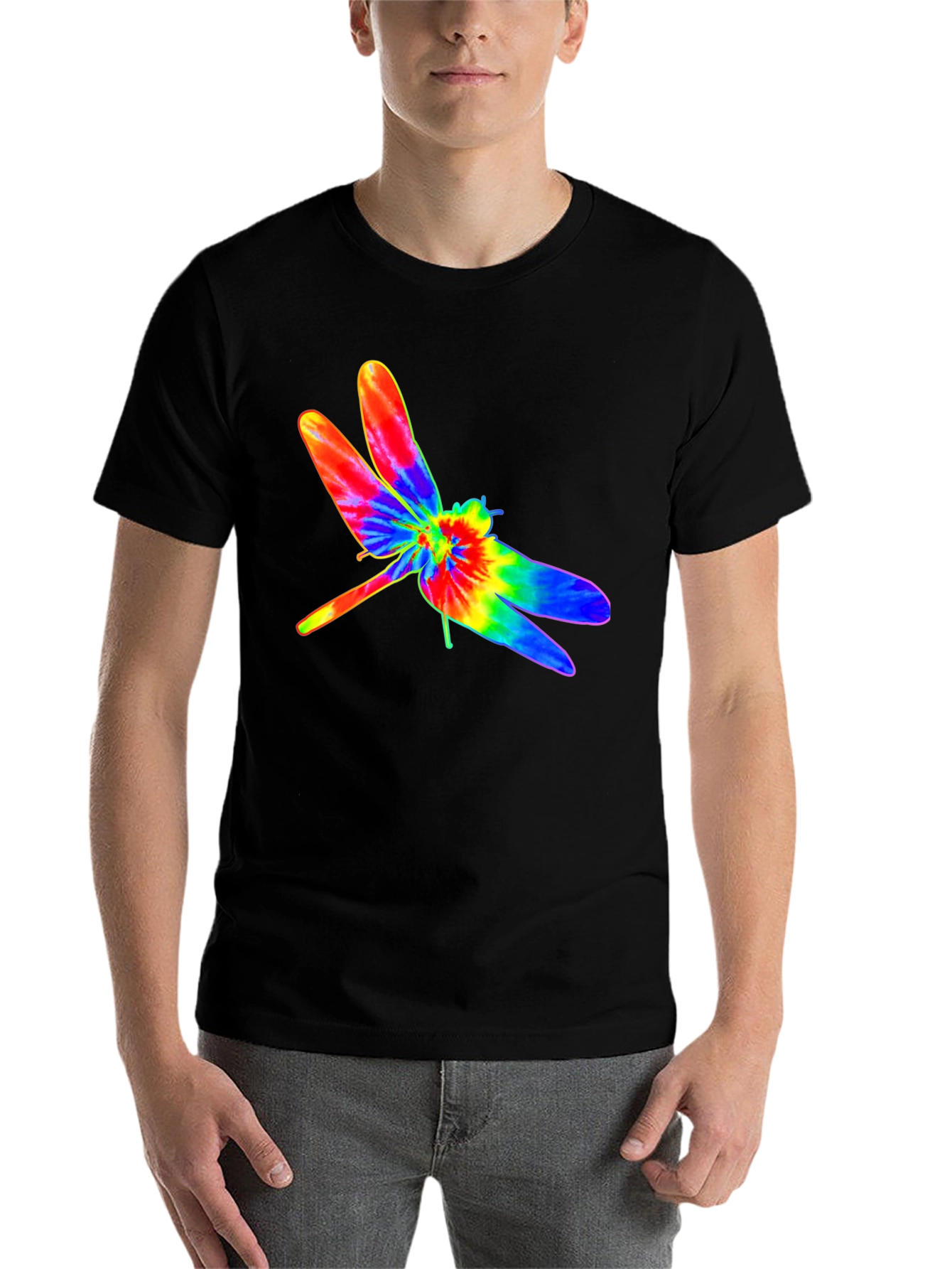 Black Tie Dye Dragonfly Graphic T-Shirt view 7