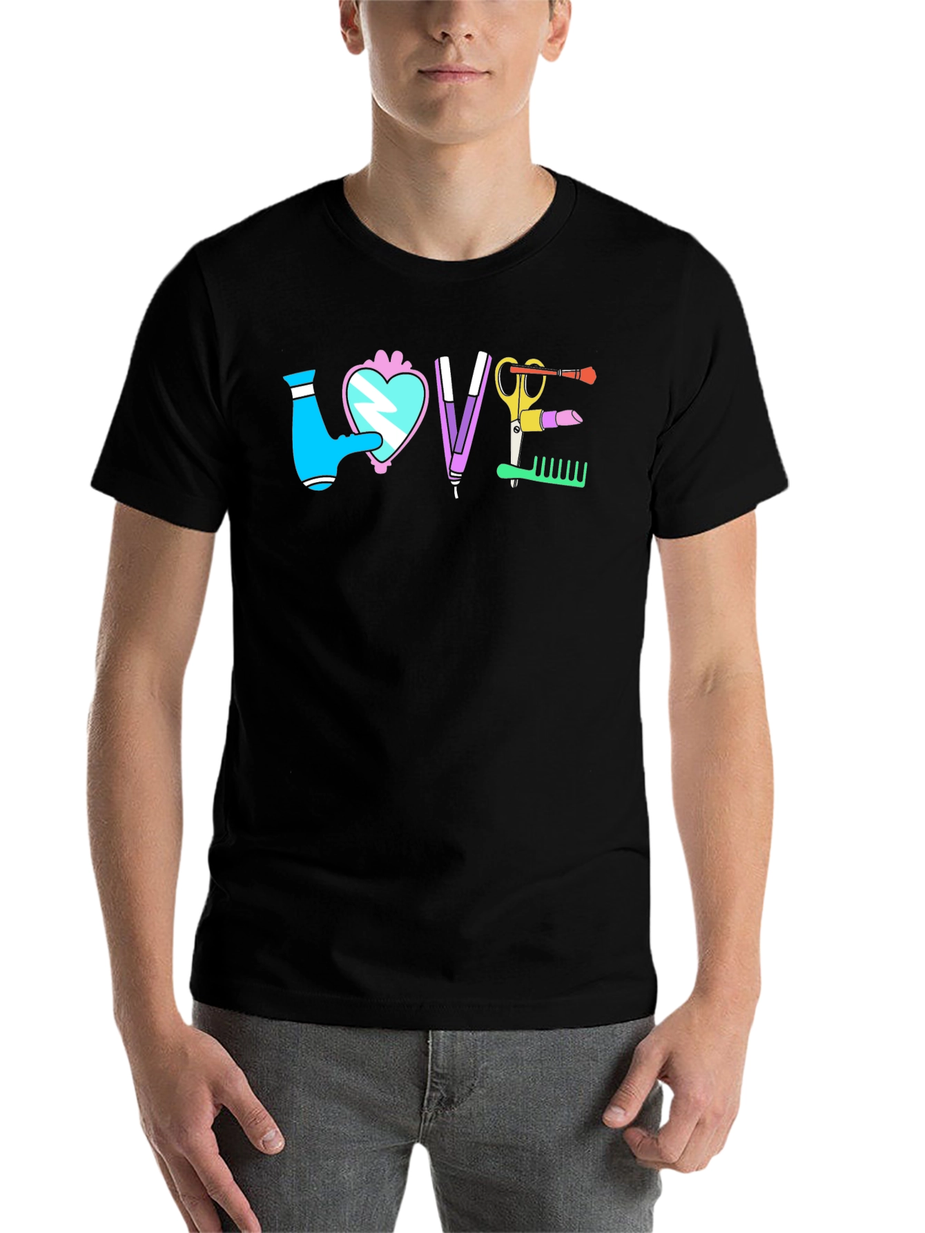 Black Love Hairdresser T-Shirt view 7