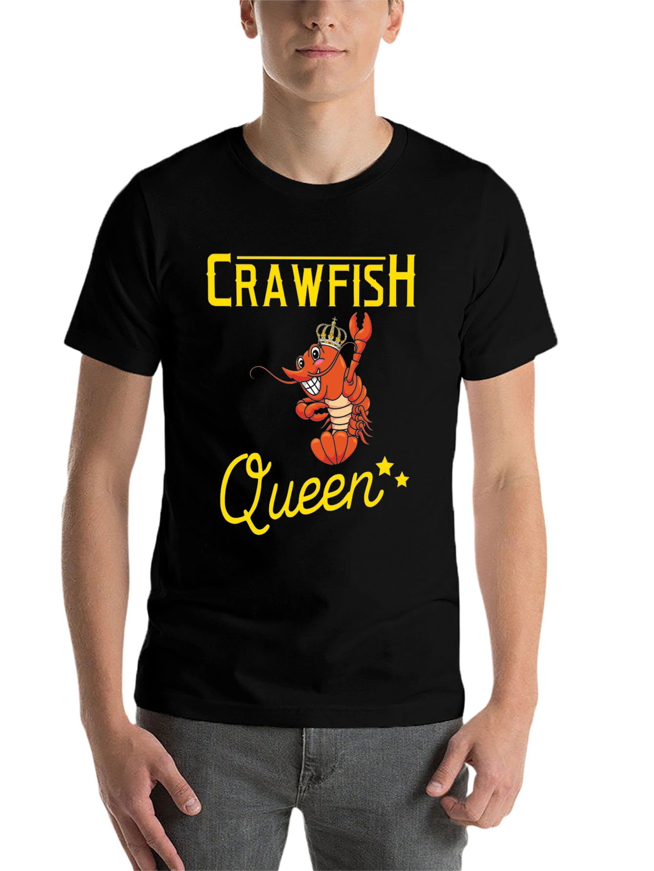 Black Crawfish Queen Graphic Tee - Funny Cajun Shirt view 7