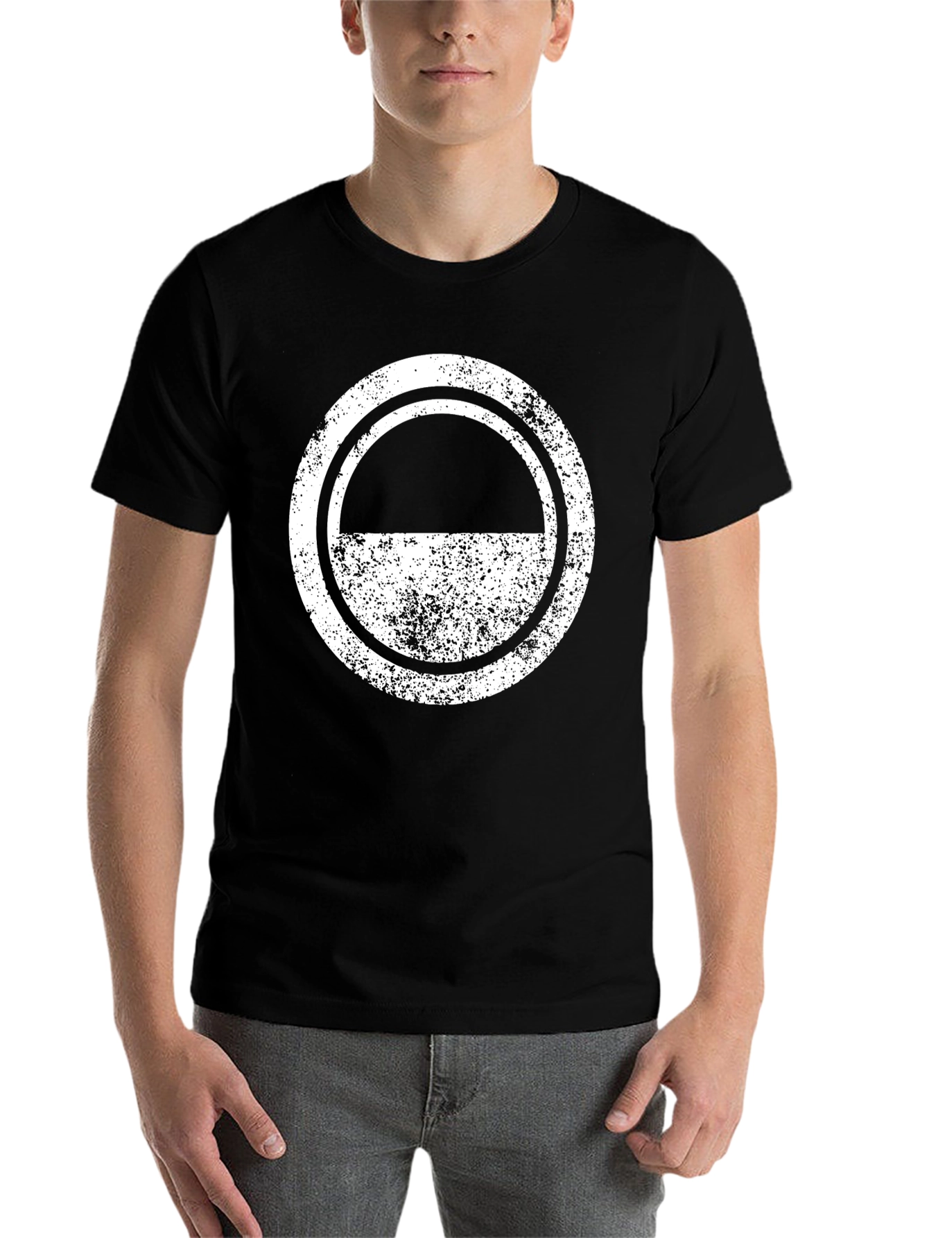 Black Distressed Circle Graphic Tee - Black view 7