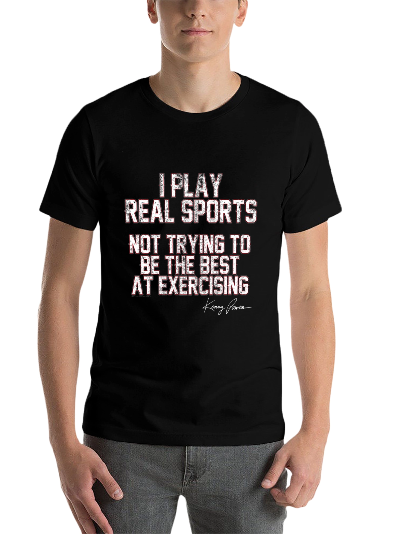 Black I Play Real Sports T-Shirt - Funny Gym Workout Tee view 7