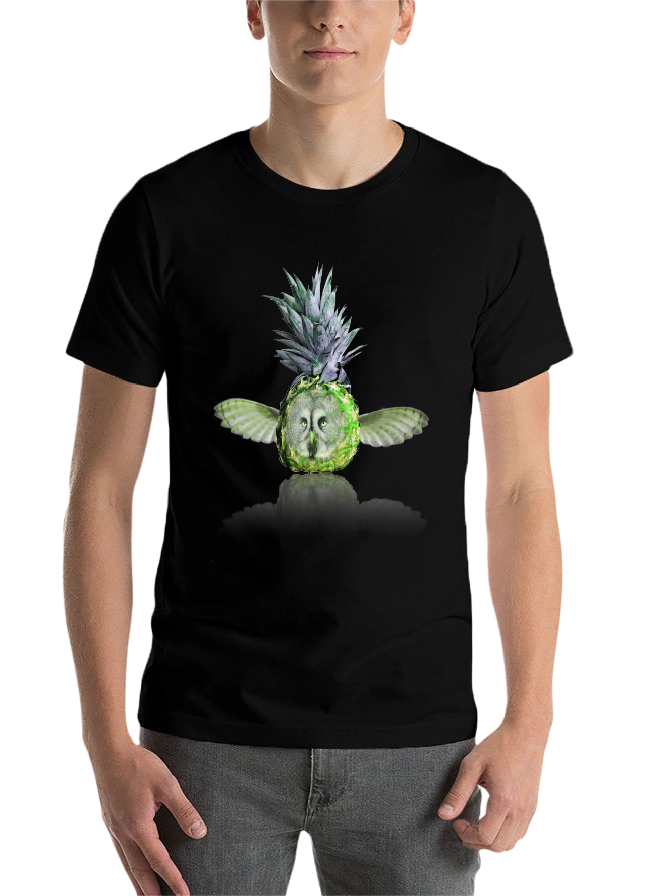 Black Pineapple Owl Graphic Tee - Men's Black T-Shirt view 7